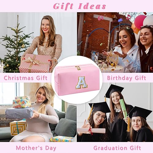 Miniatura 6 de Aganmi Bolsa de maquillaje floral para mujer con cremallera, bolsas de cosméticos estéticas con forro de lona, bonitas bolsas de maquillaje de viaje