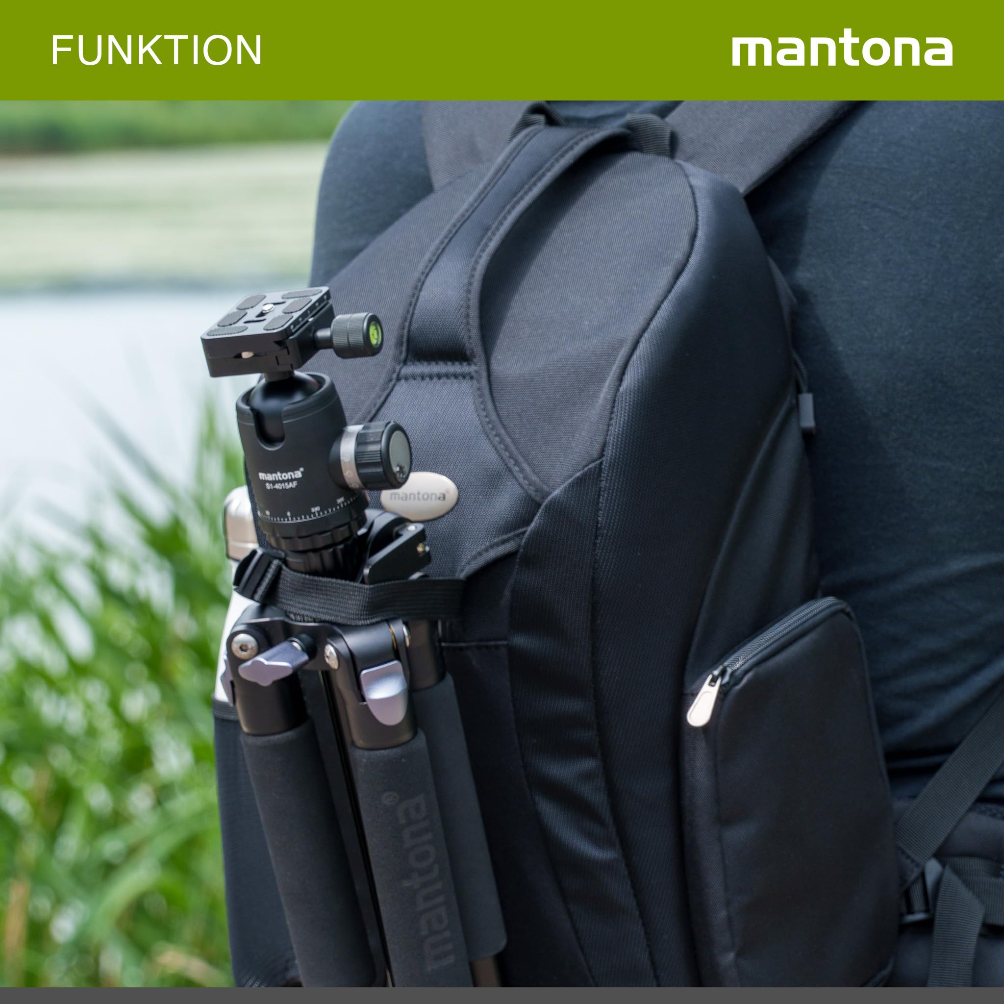 Mantona Sac à dos SLR Trekking (avec protection anti-vol et fixation de trépied) universel