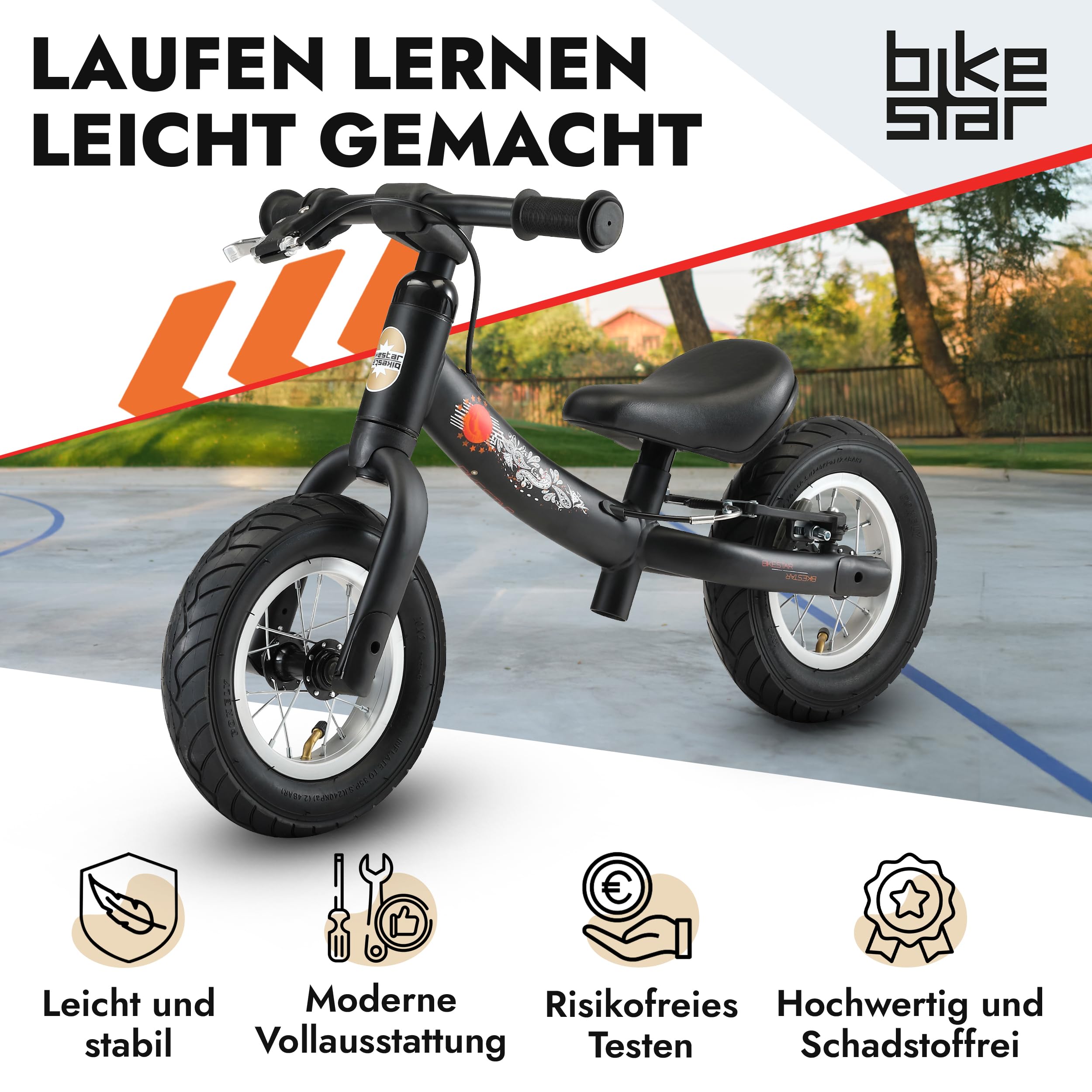BIKESTAR Kinder Laufrad Lauflernrad Kinderrad für Jungen und Mädchen ab 2-3 Jahre | 10 Zoll Sport Kinderlaufrad | Risikofrei Testen