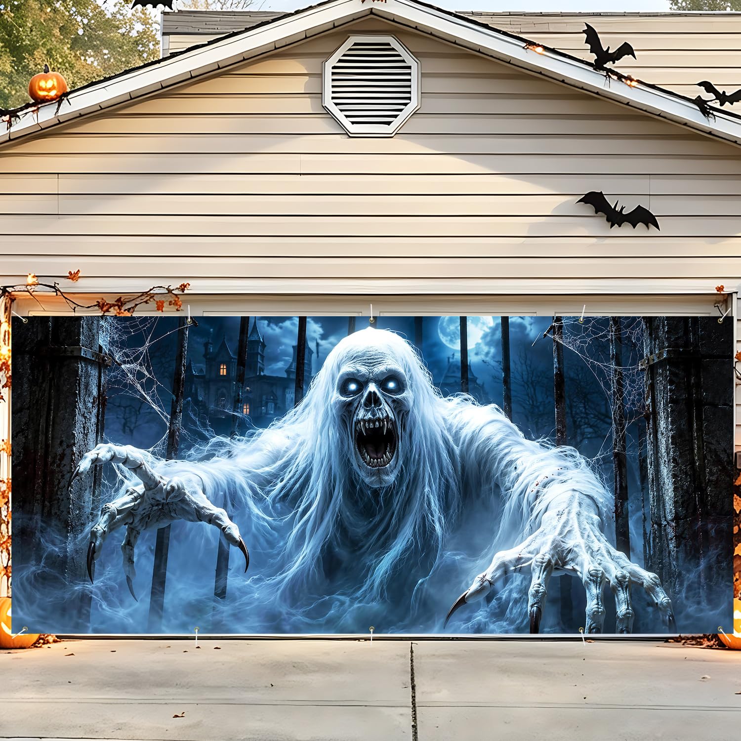Halloween Garage Door Decorations 7 x 16 ft, Ghoul Gate Cover