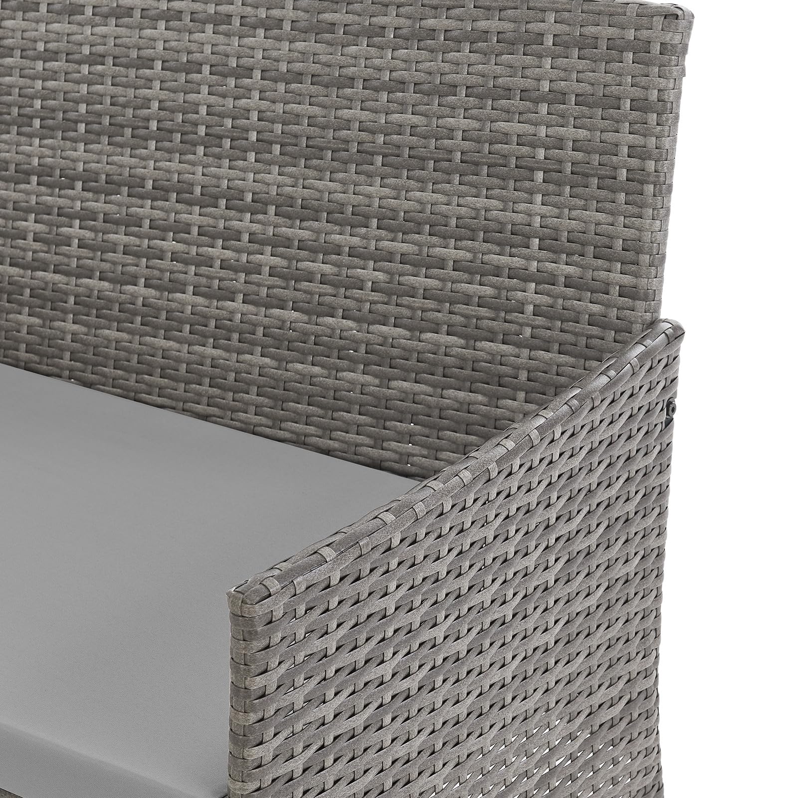 SVITA Dallas Gartensitzgruppe Polyrattan 4-teilig Outdoor Set mit 2 Sesseln 2er-Sofa & Esstisch Wetterfestes PE-Rattan Stahlrahmen & Sitzkissen Grau