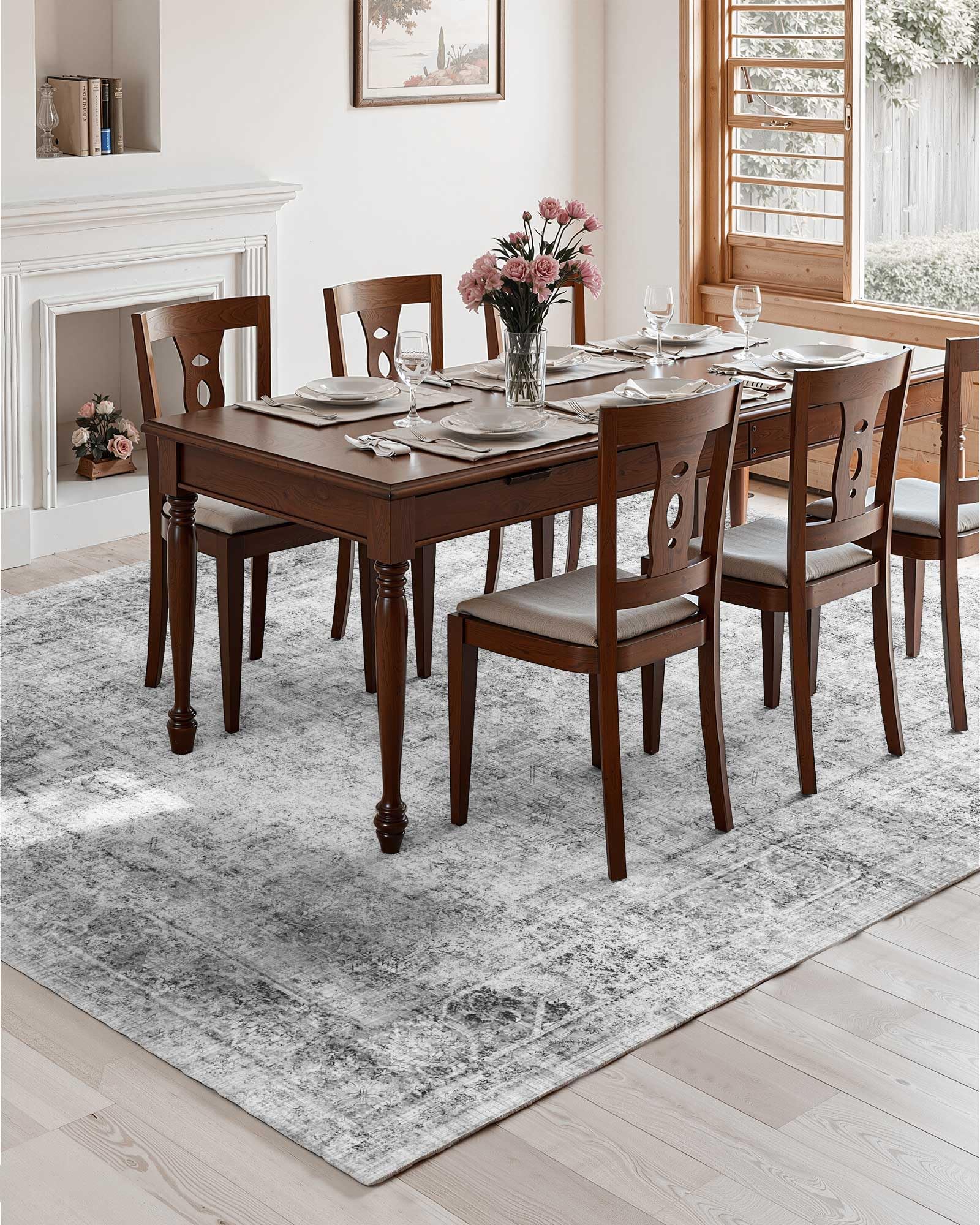 VEVOR Tappeto Grande per Salotto 2743 x 3658 mm Lavabile, Tappeto da Interno per Soggiorno, Antiscivolo e Antistrappo, per Animali Domestici e Bambini, per Camera da Letto, Cameretta, Ufficio, Grigio