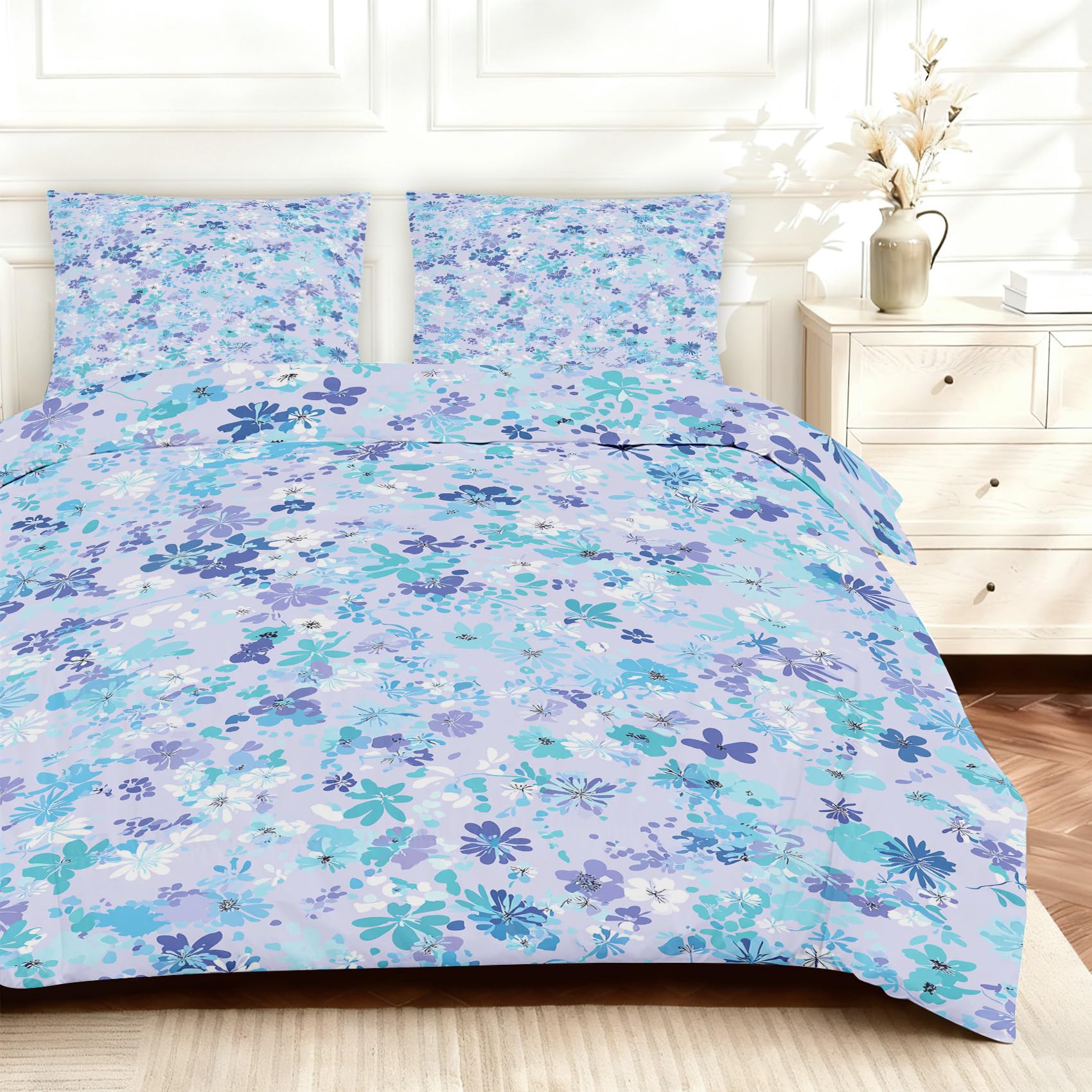 Housse de couette 240x260 anti-plis avec fermeture éclair pour lit deux personnes