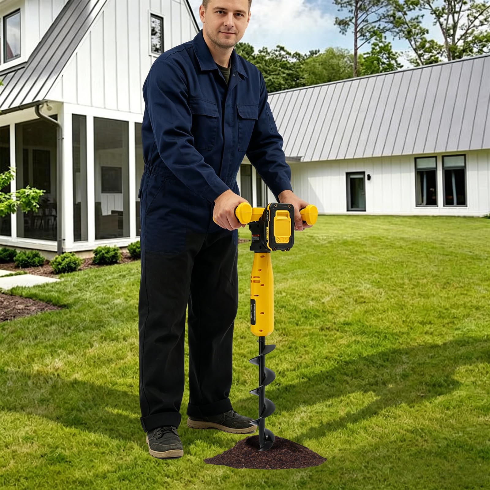 Akku Erdbohrer 20V, Erdlochbohrer für Garten Pflanzarbeiten