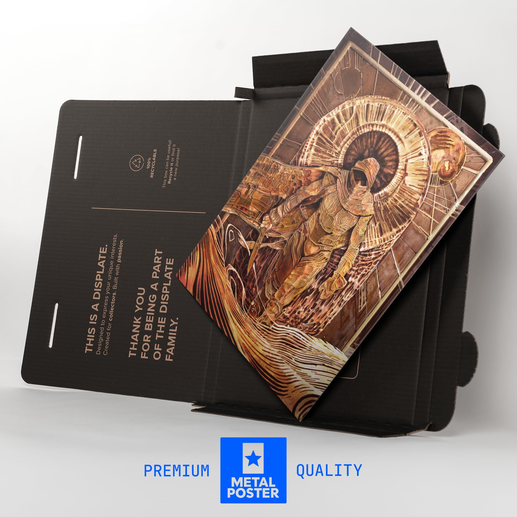 Displate Metallposter Dune Paul Atreides: Golden Dune Messiah Wanddeko Poster für Schlafzimmer Magnetische Befestigung 32 x 45 cm