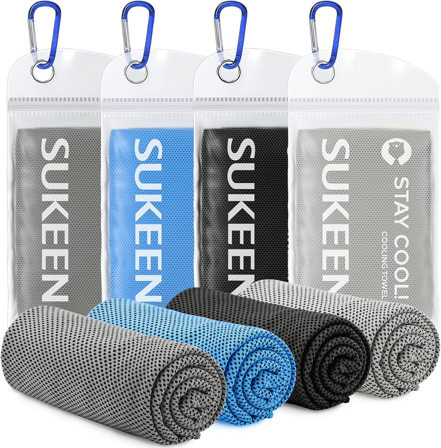 Sukeen Cooling Towels for Neck and Face (40"x12") Soft Breathable Cooling Towels for Hot Weather Workout Gym Yoga Sports Golf Sweat Instant Cold Towels