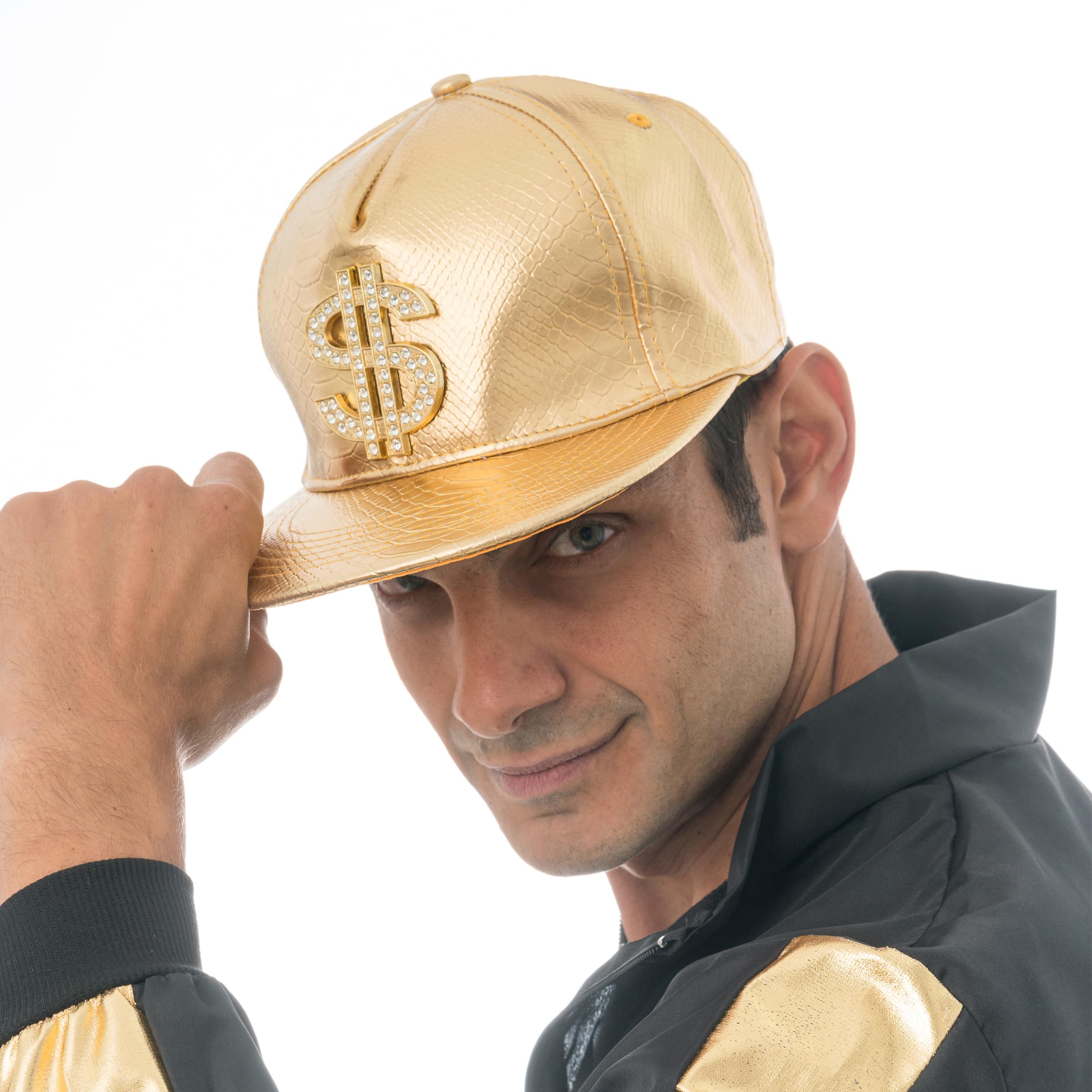 Chaks - Dollar Basecap Adult 90s Rapper Sparkle Cap for Carnival, Festival, Theme Party