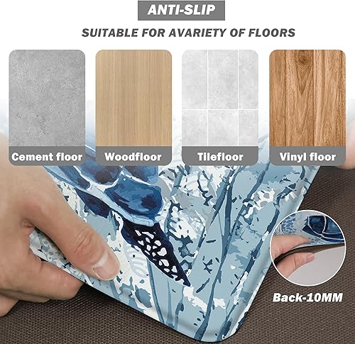 Miniatura 5 de Alfombras costeras de cocina de playa, decoración náutica, diseño de tortuga marina coral, tapetes antifatiga, antideslizantes, cómodos, acolchados