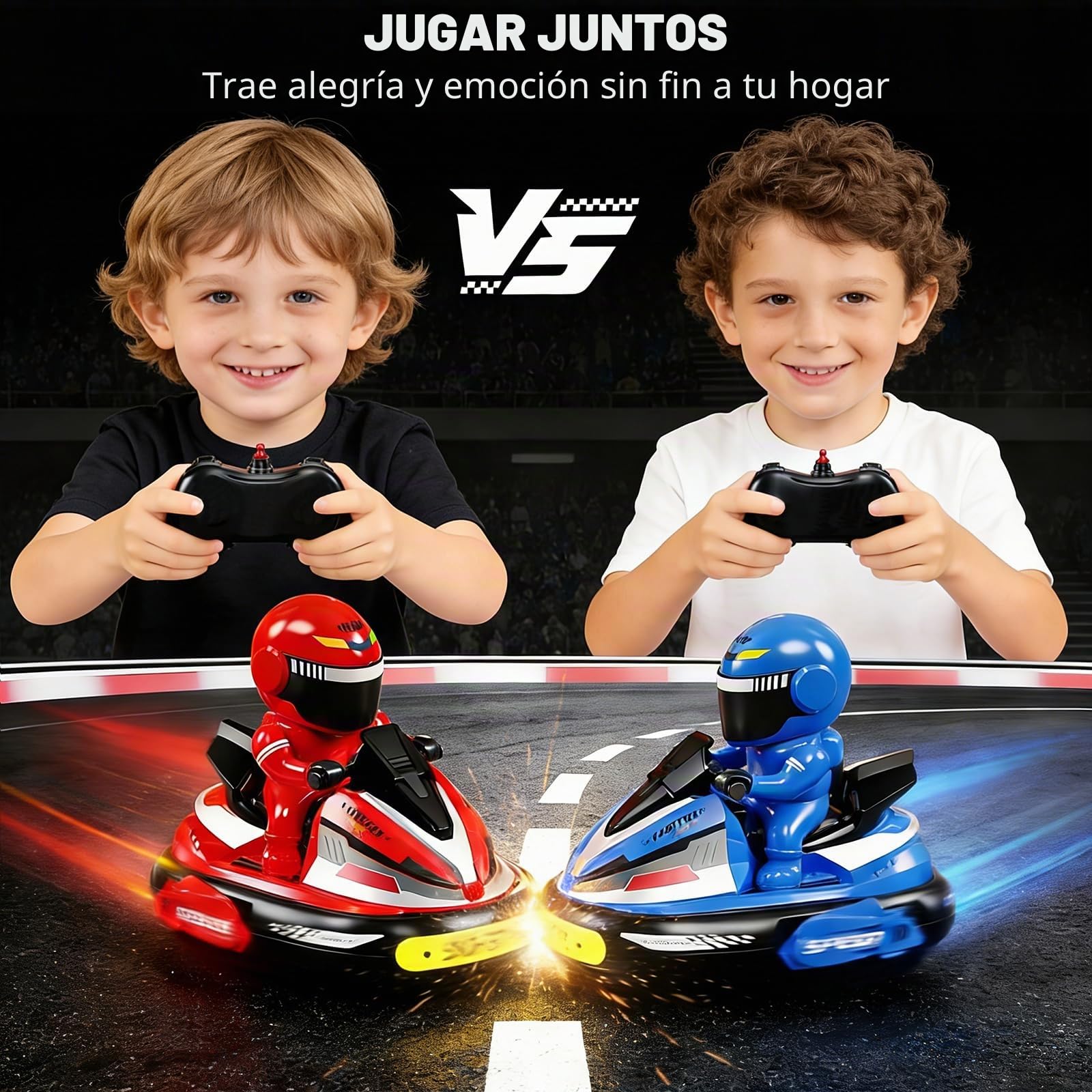 Coche Teledirigido de Juguete, 2 Piezas RC Colisión Coche Super Bumper Car, 360° Drift Stunt Auto Scooter, Luz LED y Música, Coche Teledirigido con Muñeca Eyectora, Regalos para Niños,Niñas