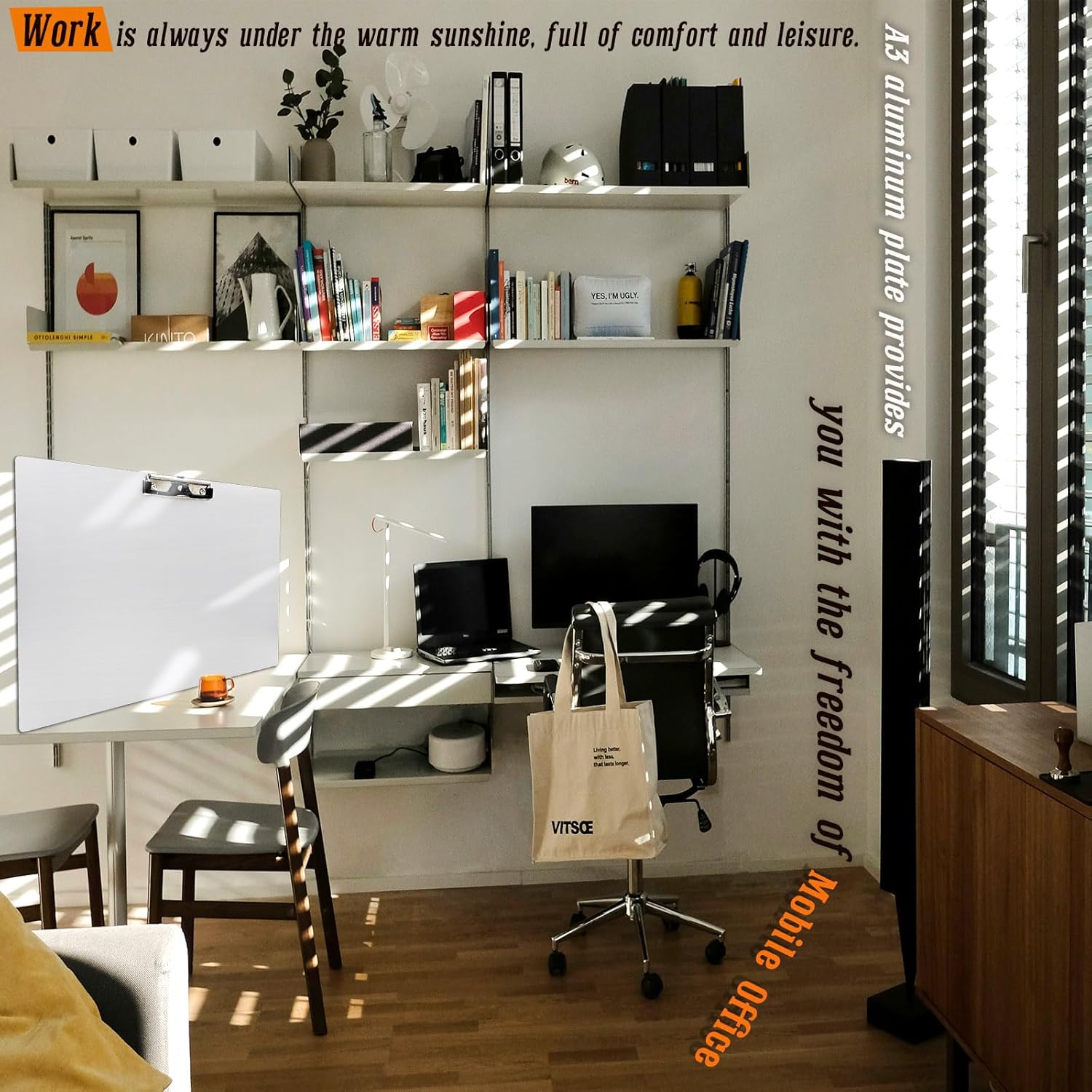 Aluminum 11x17 Clipboard A3 Metal Stainless Hangable Clipboards with Clips Art Pen Holder Extra Large Clip Board for Business Medical Professionals Workshop (Silver, A3-Single)