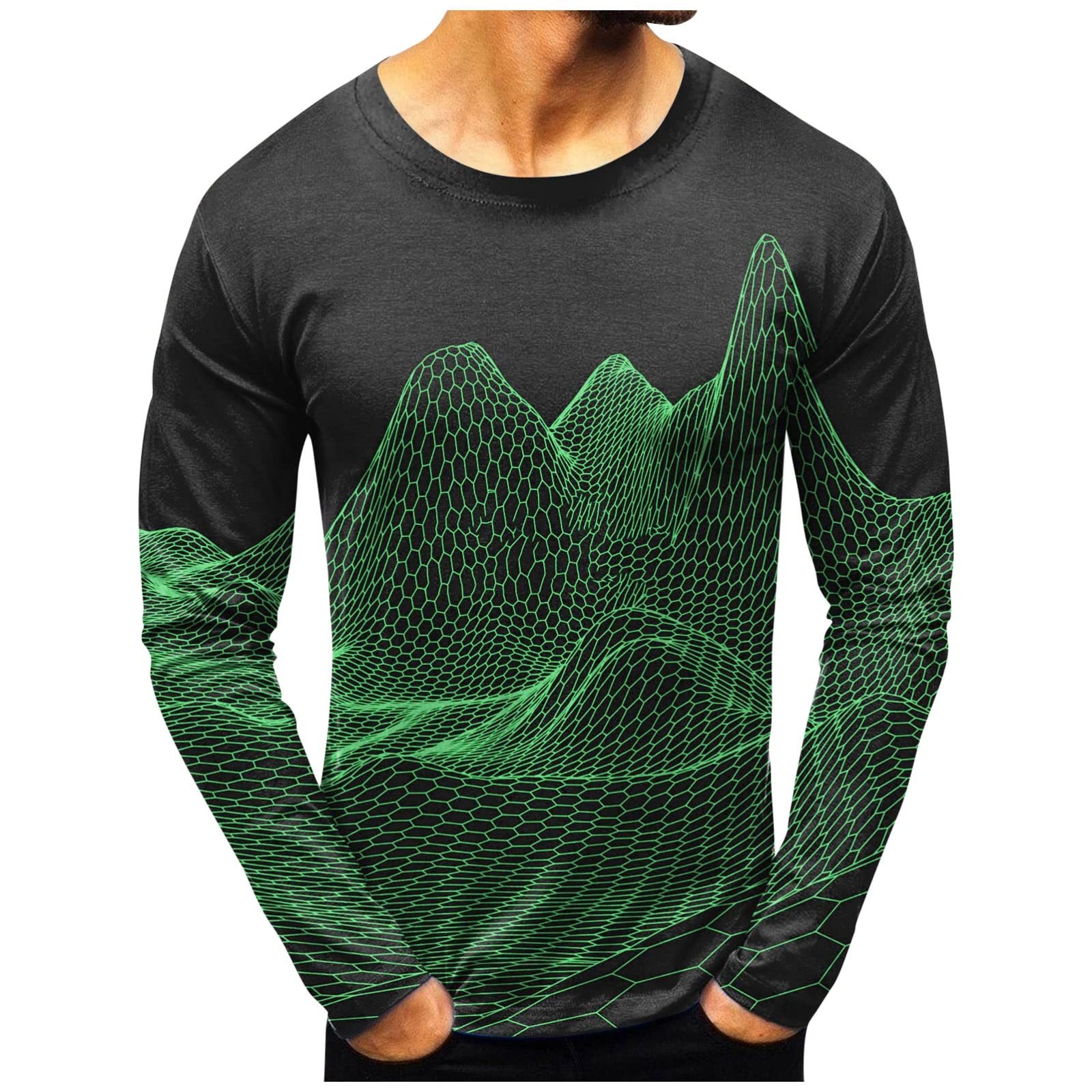 Mens Fleece Comfortable Blouse Casual Print Sweatshirt Loose 2023 Fashion Mid-Weight Tops Round Neck Pullover