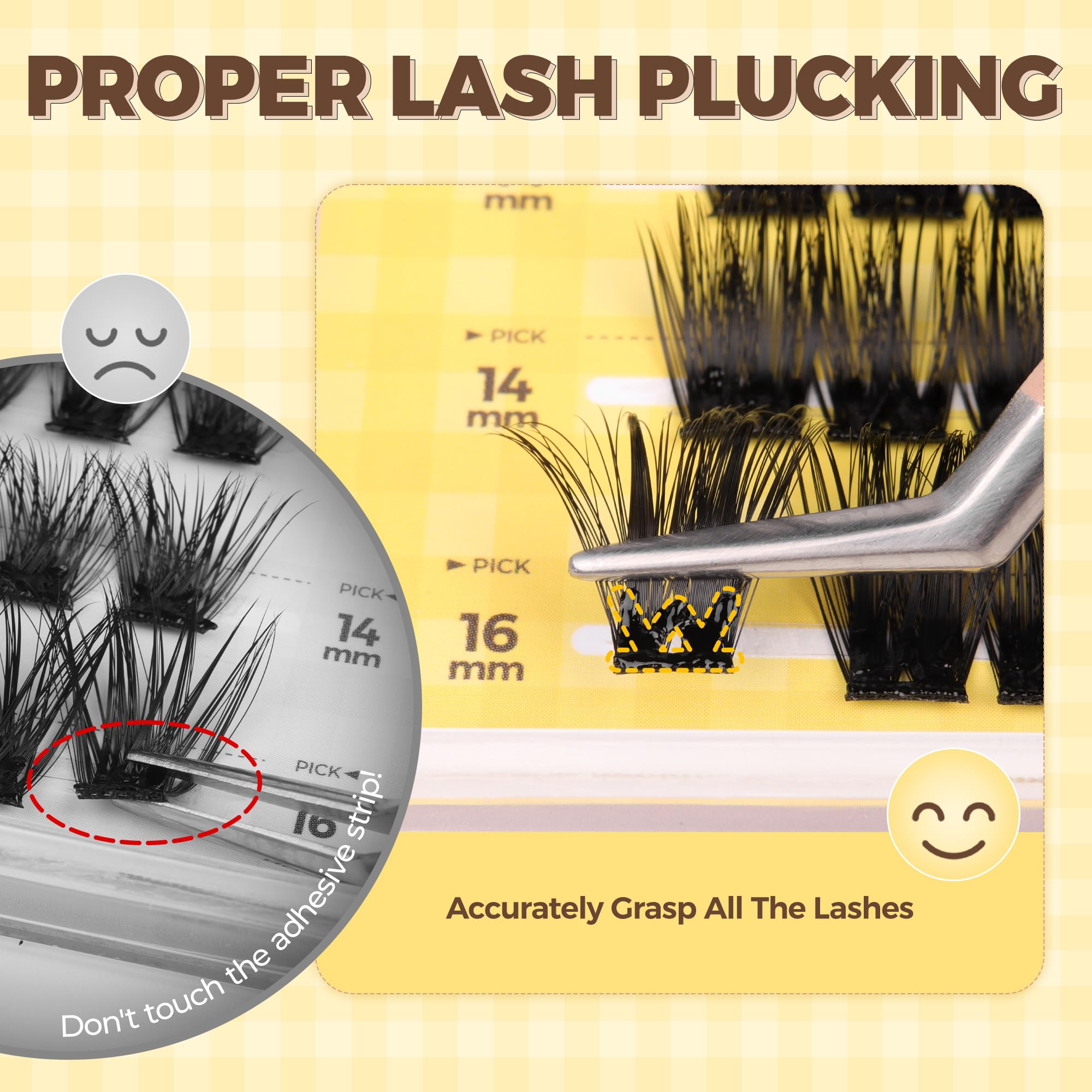 LASHVIEW Self Adhesive Lashes Clusters Eyelashes, 5+ Days Wear Press-on Lashes 10-16mm Individual Lash Extension Kit with Tweezers, No Glue Needed Natural DIY Kit (ZNF23) — view 6