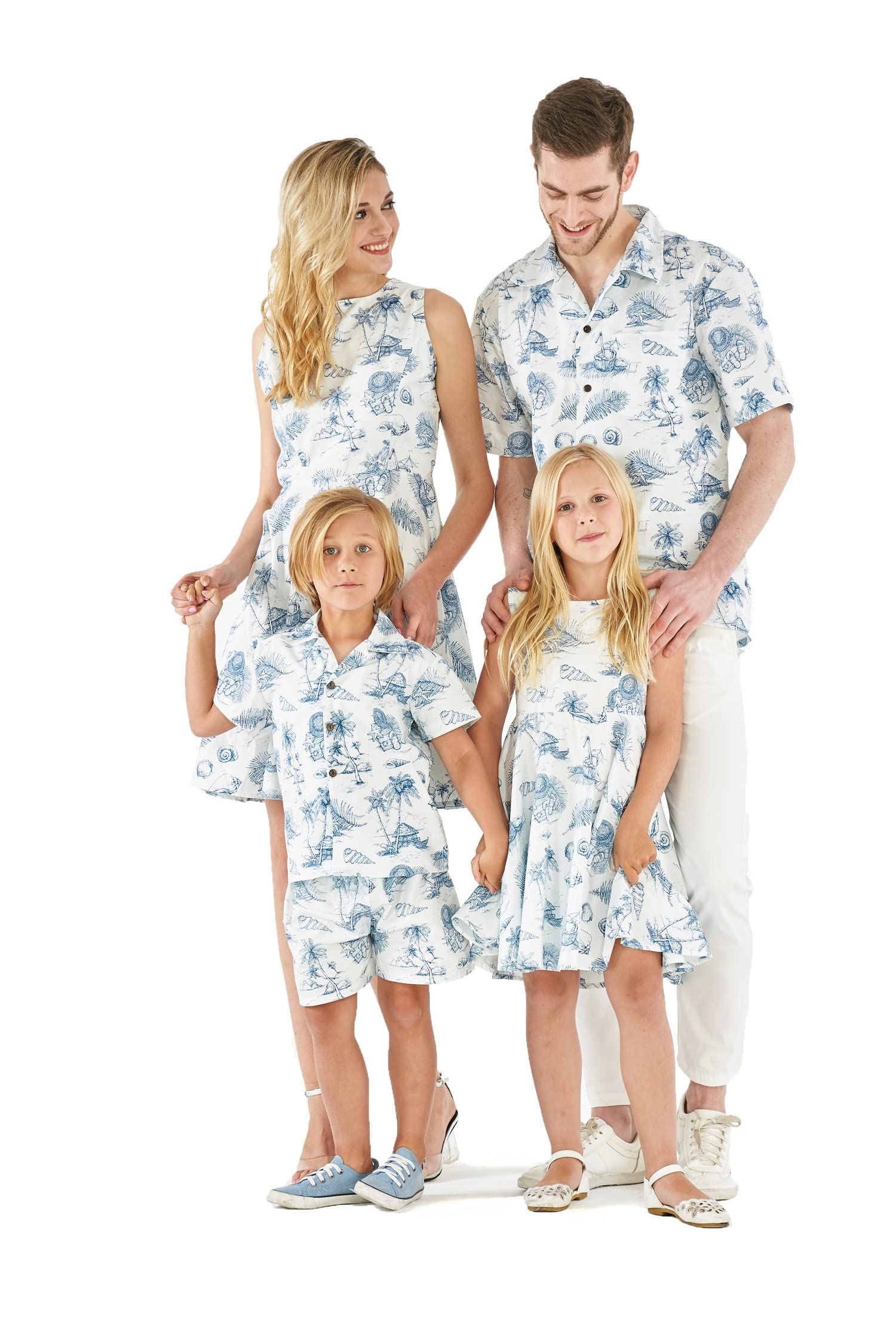 Matchable Family Hawaiian Luau Men Women Girl Boy Clothes in Vintage Tropical Toile