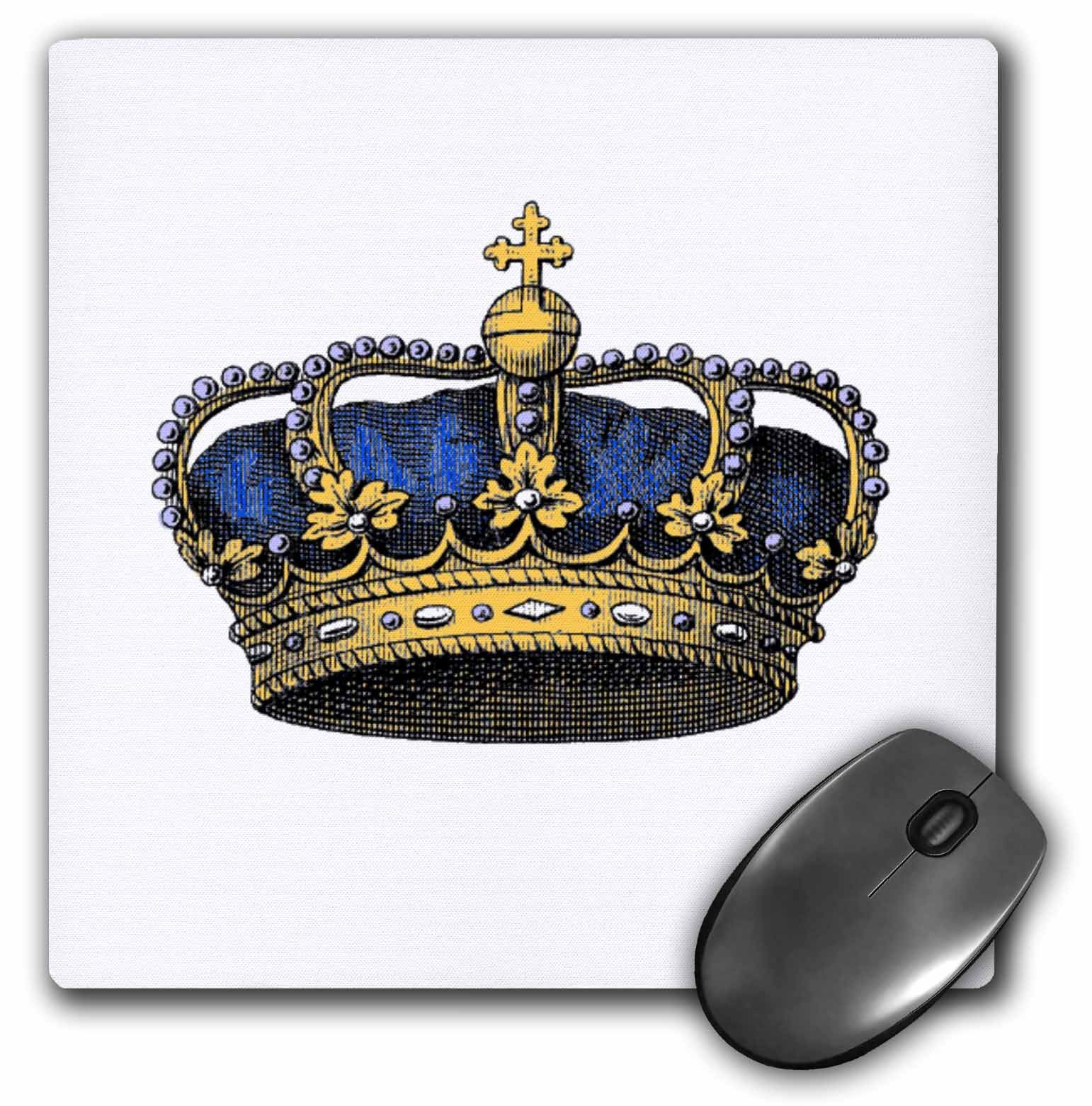 3dRose LLC 8 x 8 x 0.25 Inches Navy Blue Crown Royal Mouse Pad (mp_151393_1)