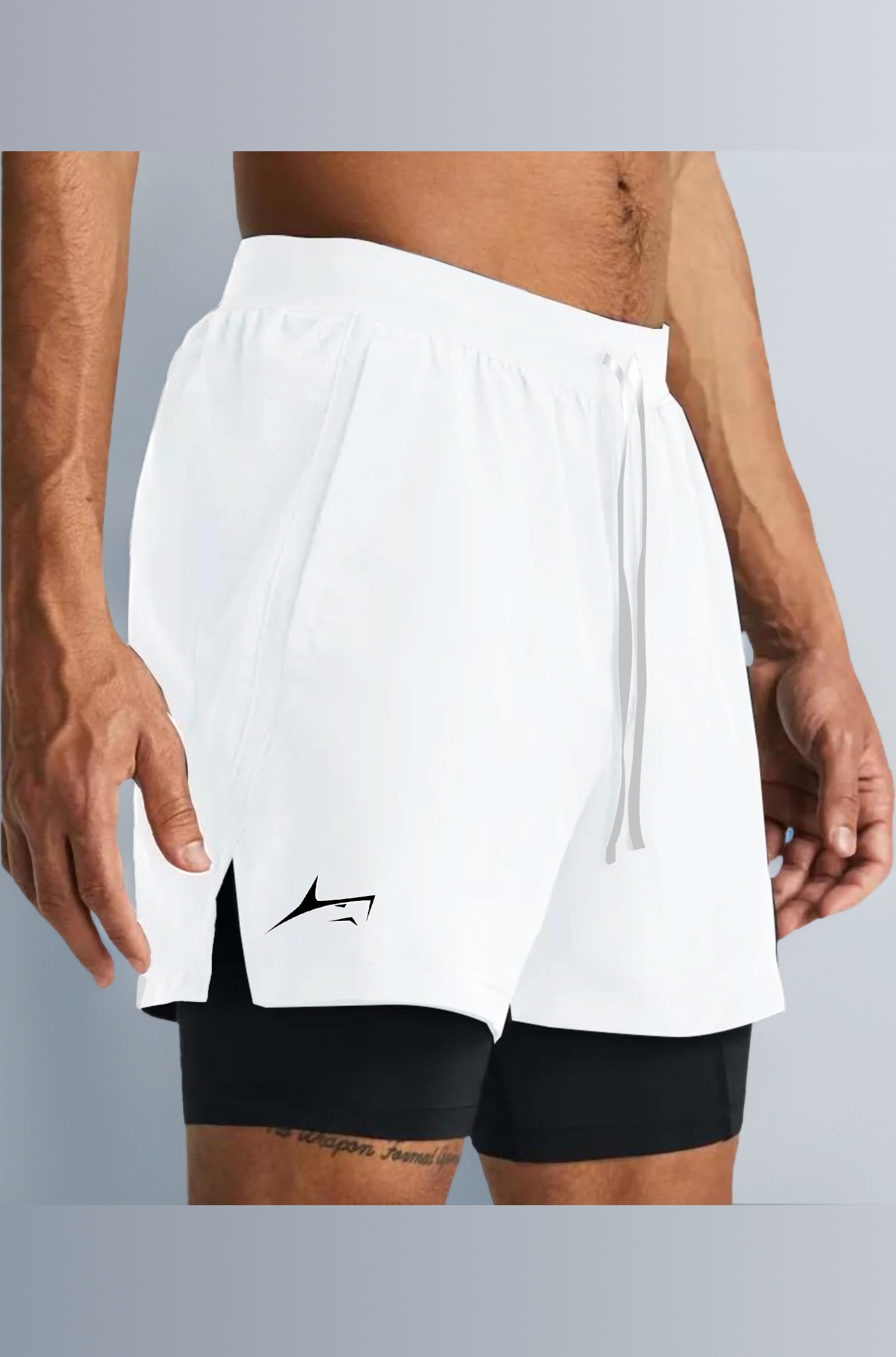 2 in 1 Active Dual Shorts with Inner Tights Layer | Men's Double Layer Short for Running, Gym & Sports