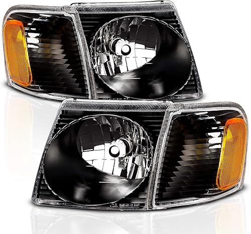 Miniatura 4 de AmeriLite Faros delanteros de repuesto para Ford Explorer Sport/Sport Trac Crystal Black 2001-2005 con lámpara de esquina, pares, lado del pasajero