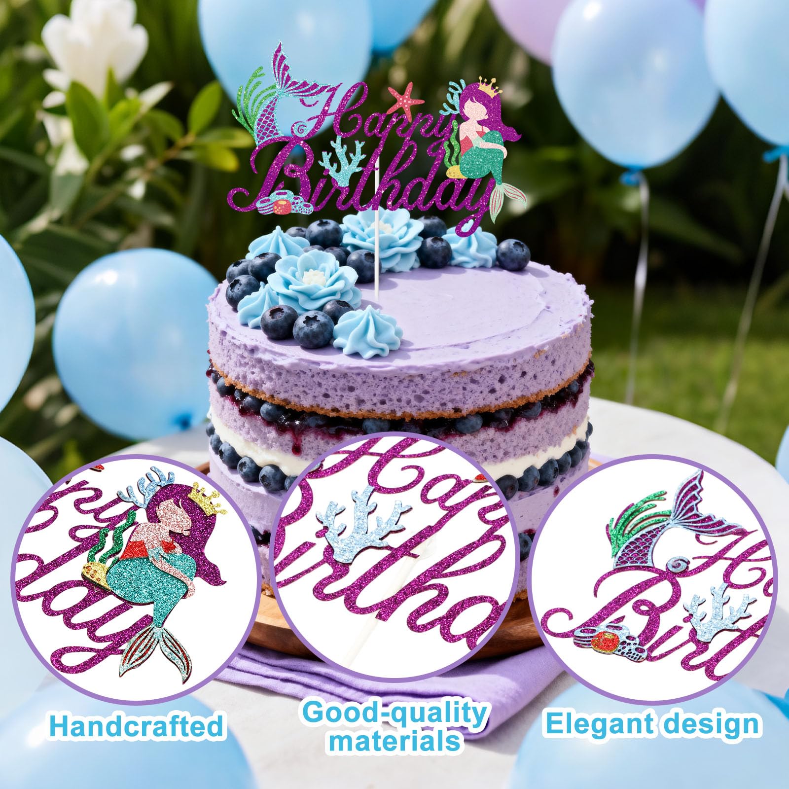 21 Decorazioni Per Torta A Tema Sirena – Topper In Resina Con Coda Di Sirena, Conchiglie E Coralli - 4
