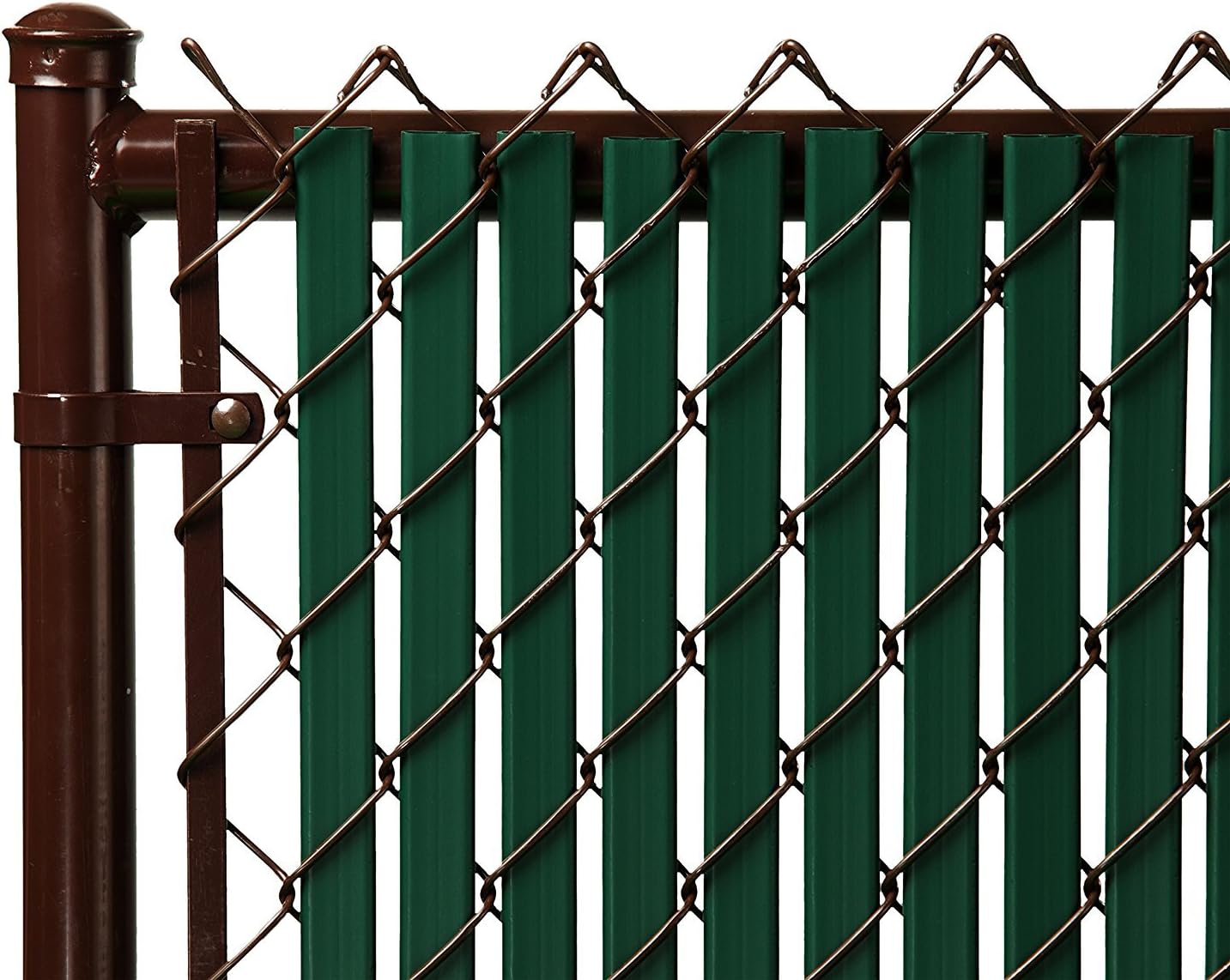 Tube Slats Made in America Privacy Inserts for Chain-Link Fence, Double-Wall Vertical Bottom-Locking Slats for 5' Fence Height (Green)