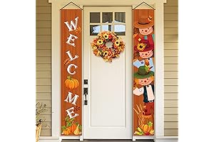 Autumn Harvest Scarecrow Welcome Banner
