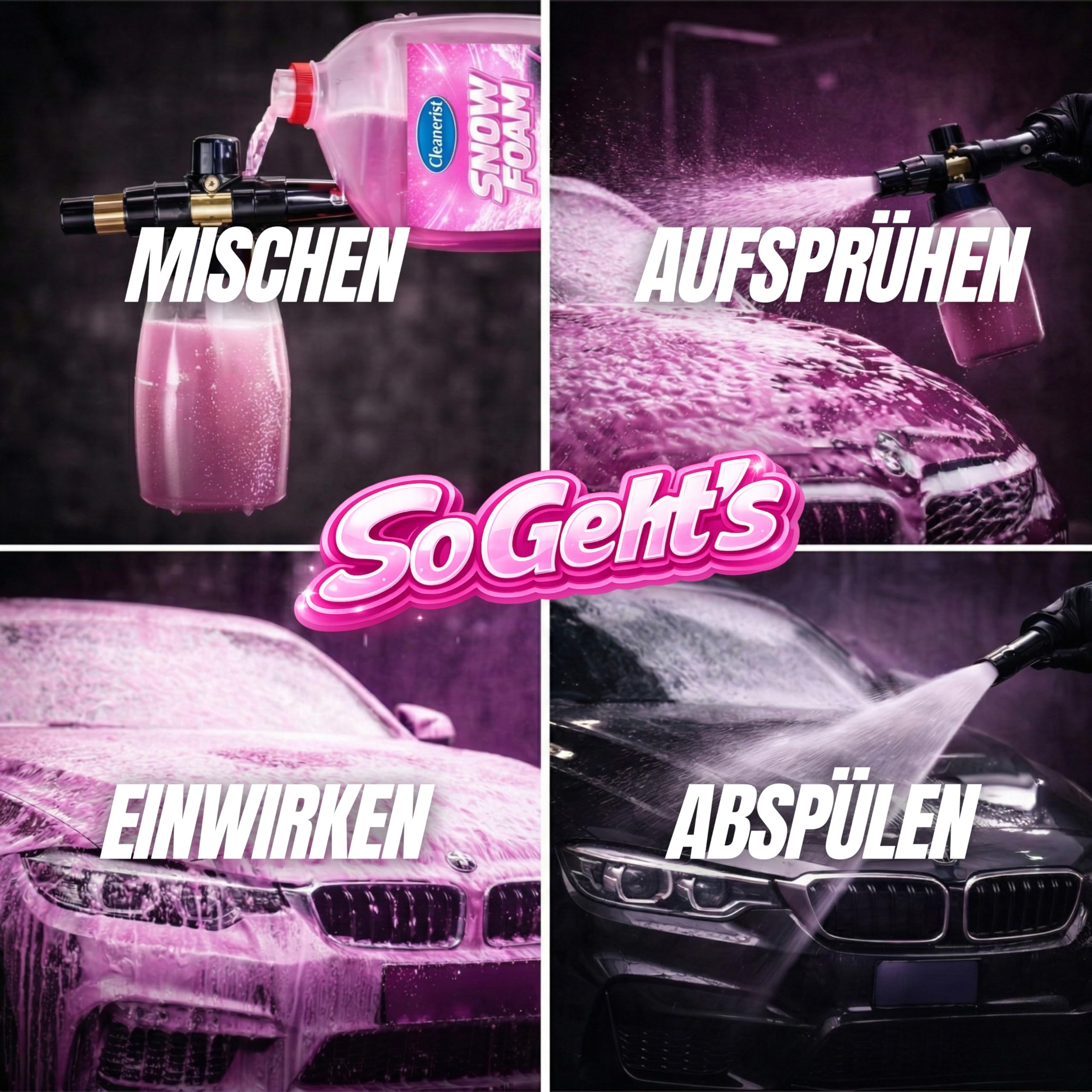 Cleanerist | Snow Foam Pink 5L concentré - shampoing auto prélavage actif pour canon à mousse - nettoyage dense voiture, moto, caravane et camping-car - parfum agrumes - 5