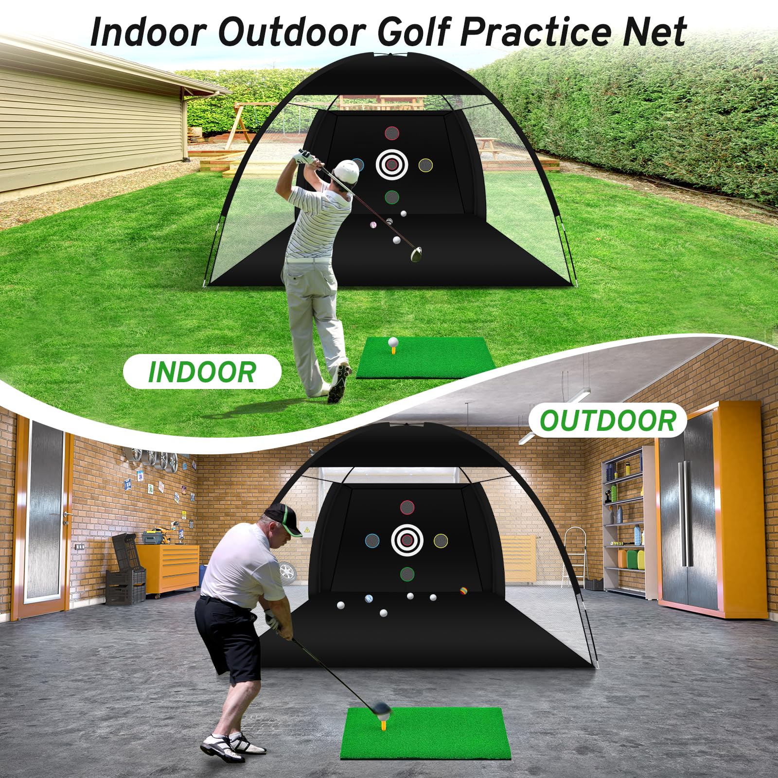 Golf Net, Golf Practice Net with Golf Hitting Mat, Home Golf Hitting Aid Nets for Backyard Driving Chipping Swing Training with Target/Balls/Tee/Bag Golf Accessories Gifts for Men/Golf Lovers