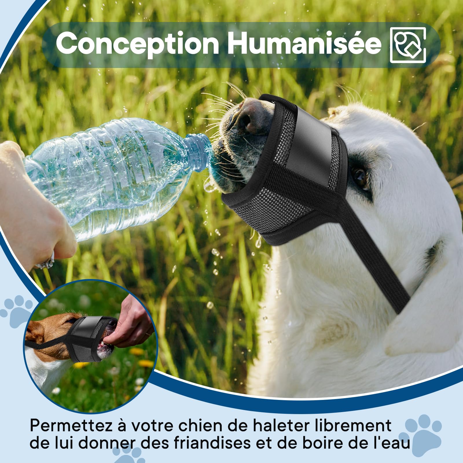 Museliere pour Chien, Ajustable pour Muselière Chien, Anti-aboiement et Mastication, Muselière en Maille à Air Doux pour l'entraînement au toilettage (M)