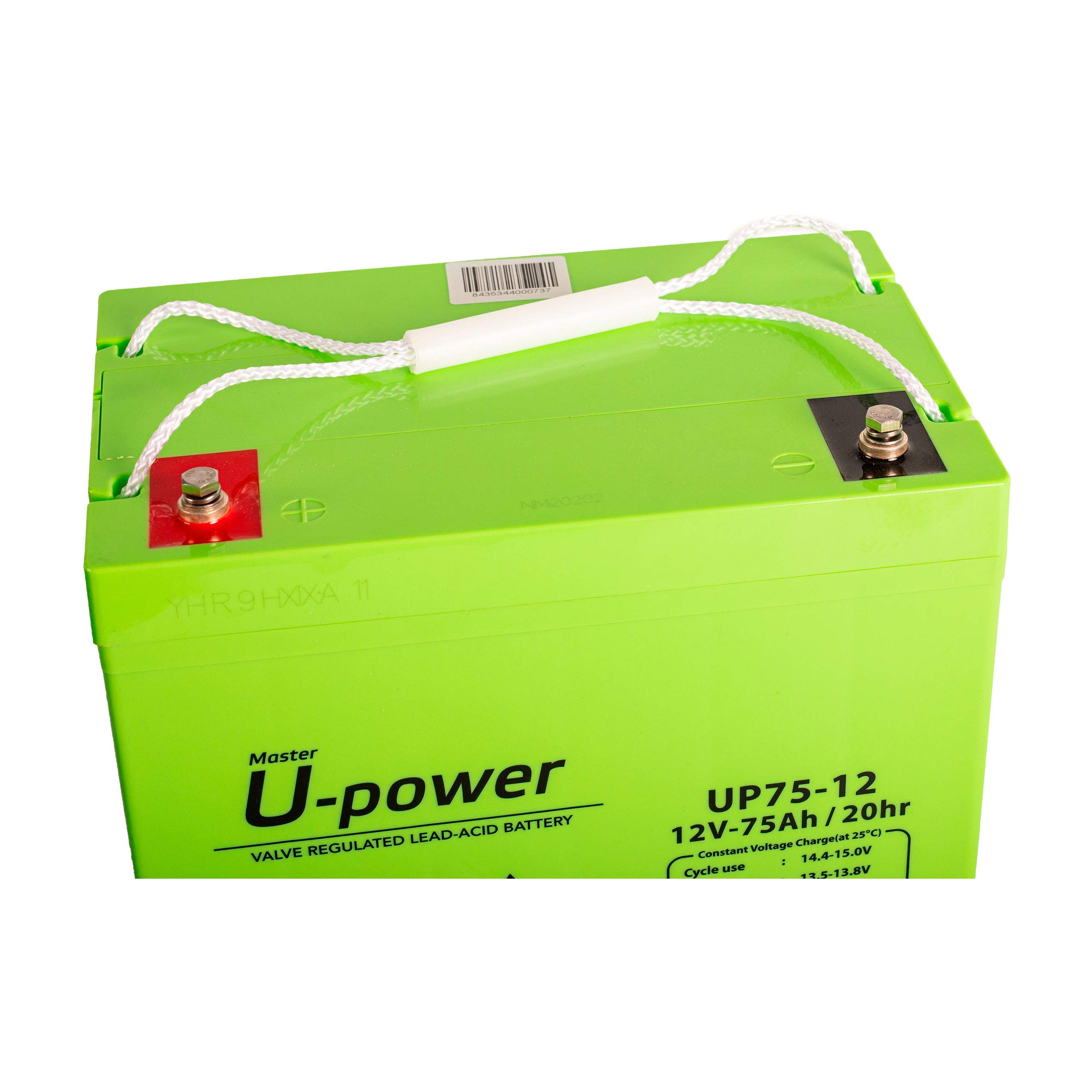 U-Power Batterie au Plomb Rechargeable AGM scellée 12 V 75 Ah Utilisation générale comme alarmes, UPS/SAI, sécurité, Jouets, etc. Borne à vis métrique M6