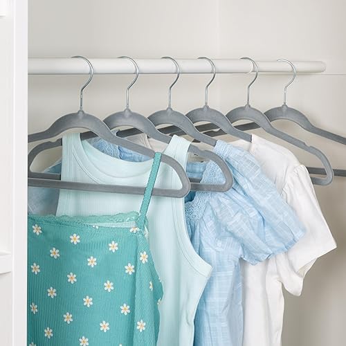 Honey Can Do HNG-09299 - Paquete de 25 perchas antideslizantes de terciopelo para niños, color gris HNG-09299