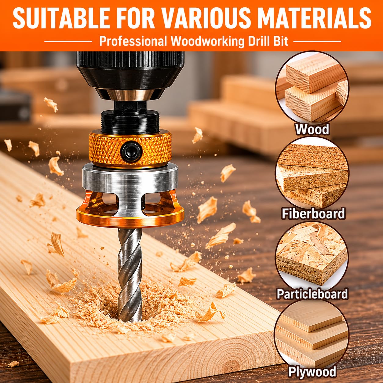 Countersink Drill Bit Set - 4PCS with Depth Stop -6 Countersink Drill Bit Set - 4PCS with Depth Stop -6