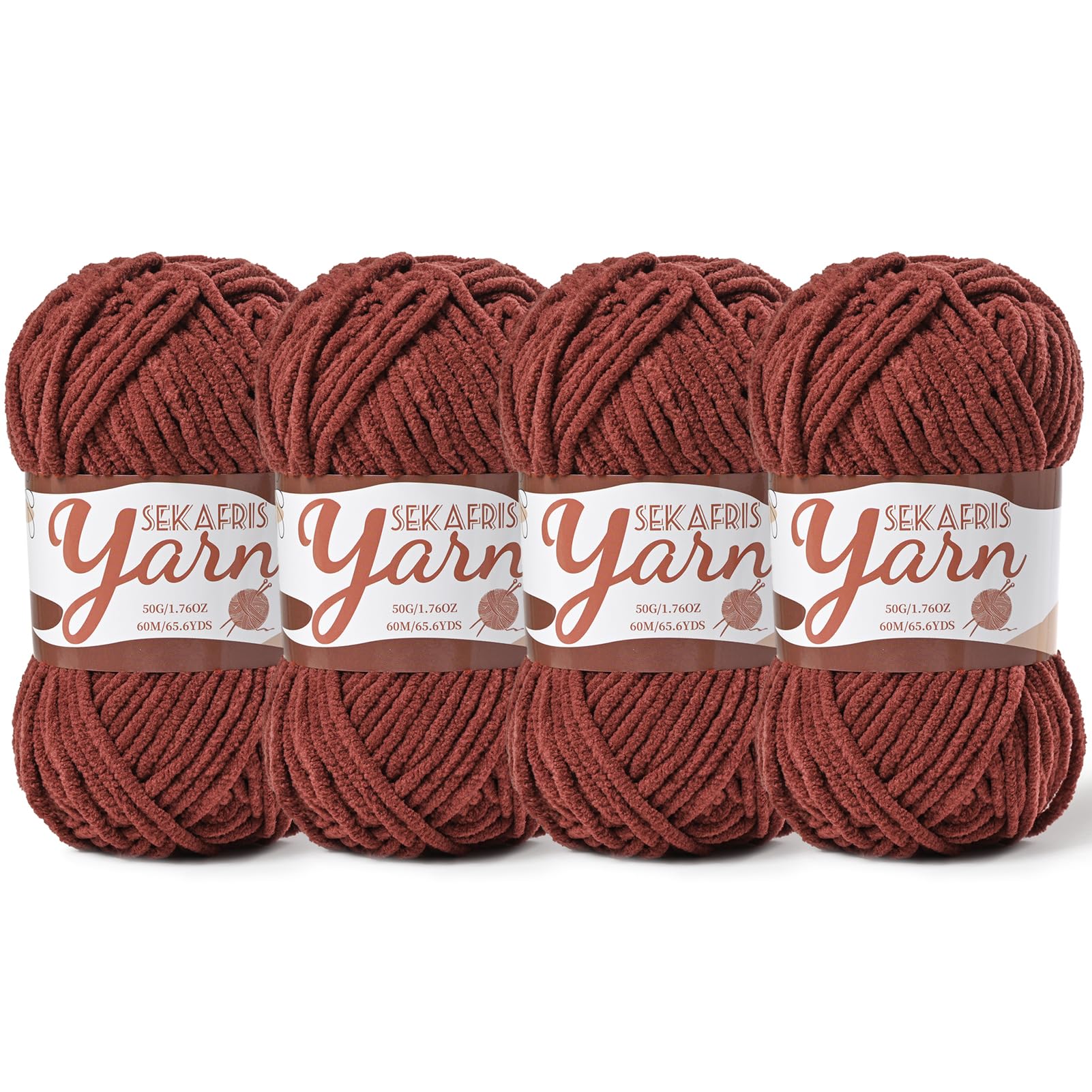 Chenille Yarn for Crocheting Crochet Coffee Yarn 4 Pack