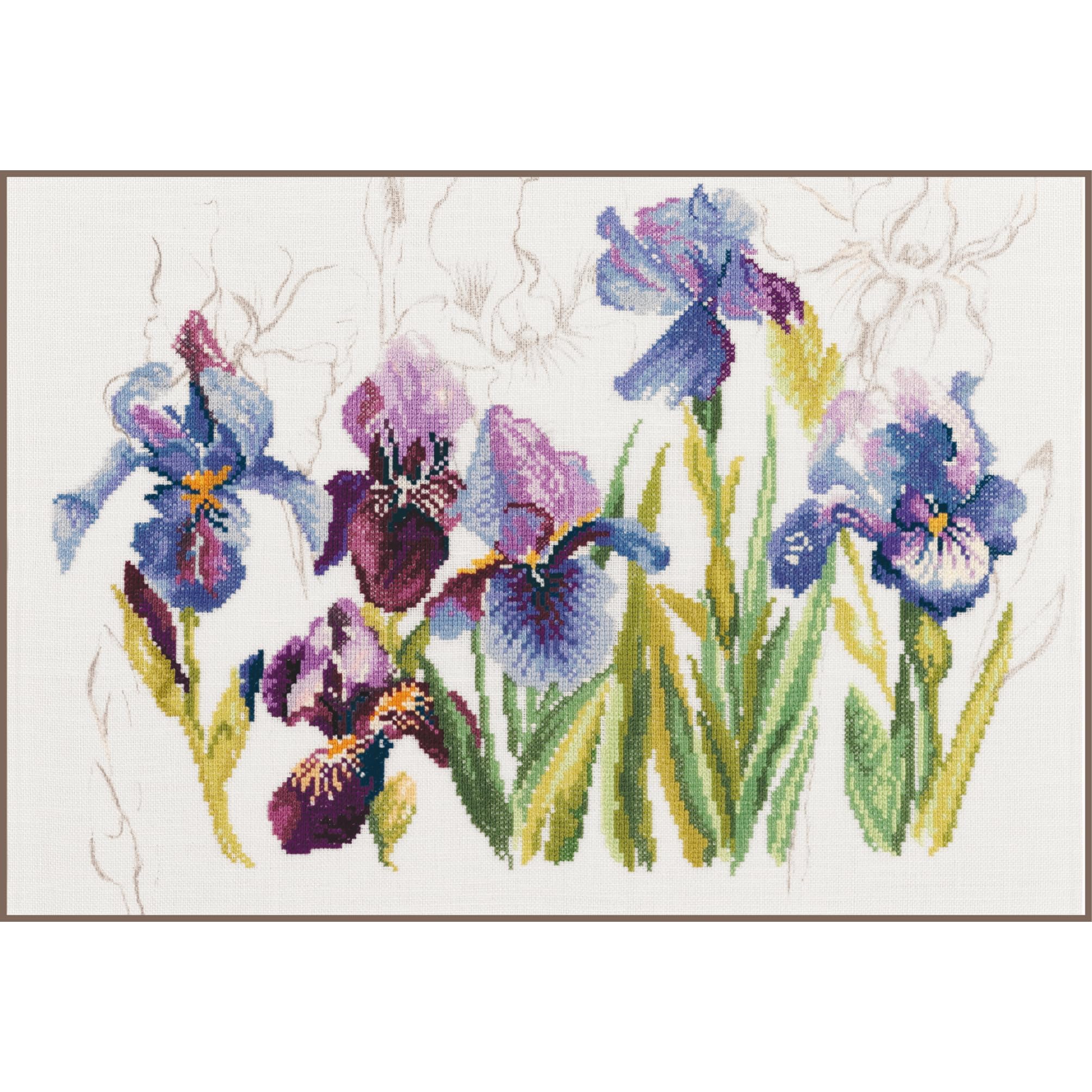 Lanarte Counted Cross Stitch Kit: Irises (Linen), NA, 40 x 28cm