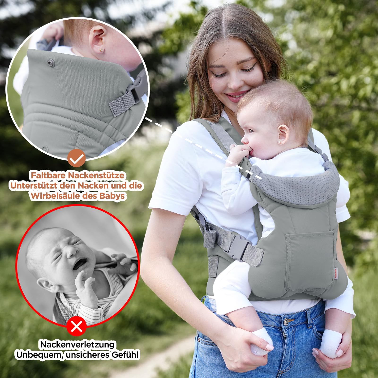 GAGAKU Babytrage für Babys Kleinkinder 4-36 Monate, Einfach zu Tragen Gesicht in Gesicht nach Vorne und Hinten Tragen für Kinder - Hellgrün