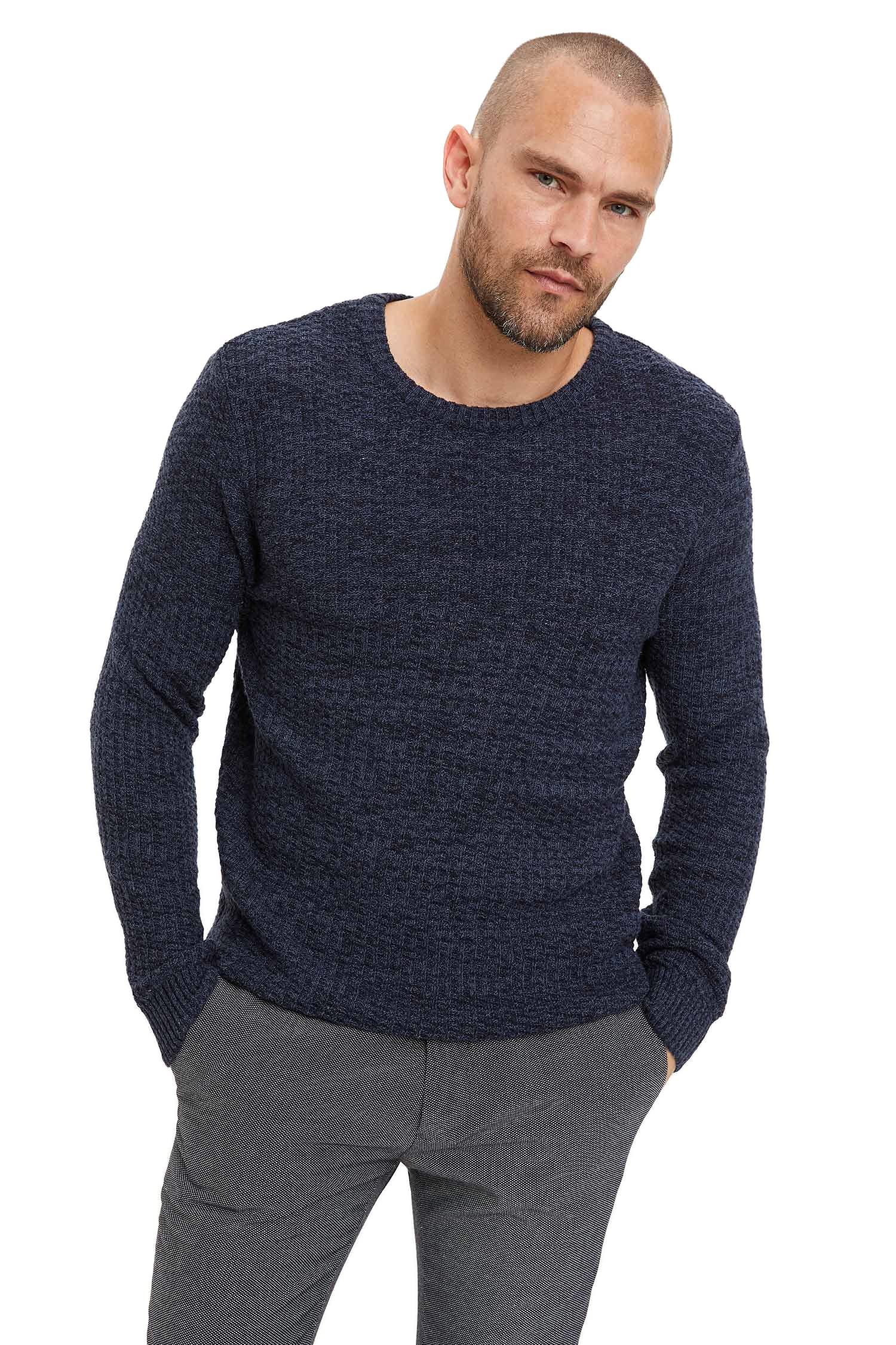 R1175AZ Bisiklet Yaka Slim Fit Kazak Erkek