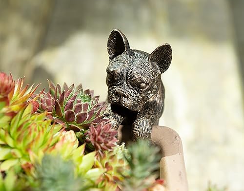 Miniatura 6 de Pot Buddies Figura de bulldog francés hecha a mano, colgador de maceta, adorno decorativo para patio, figura de maceta de flores