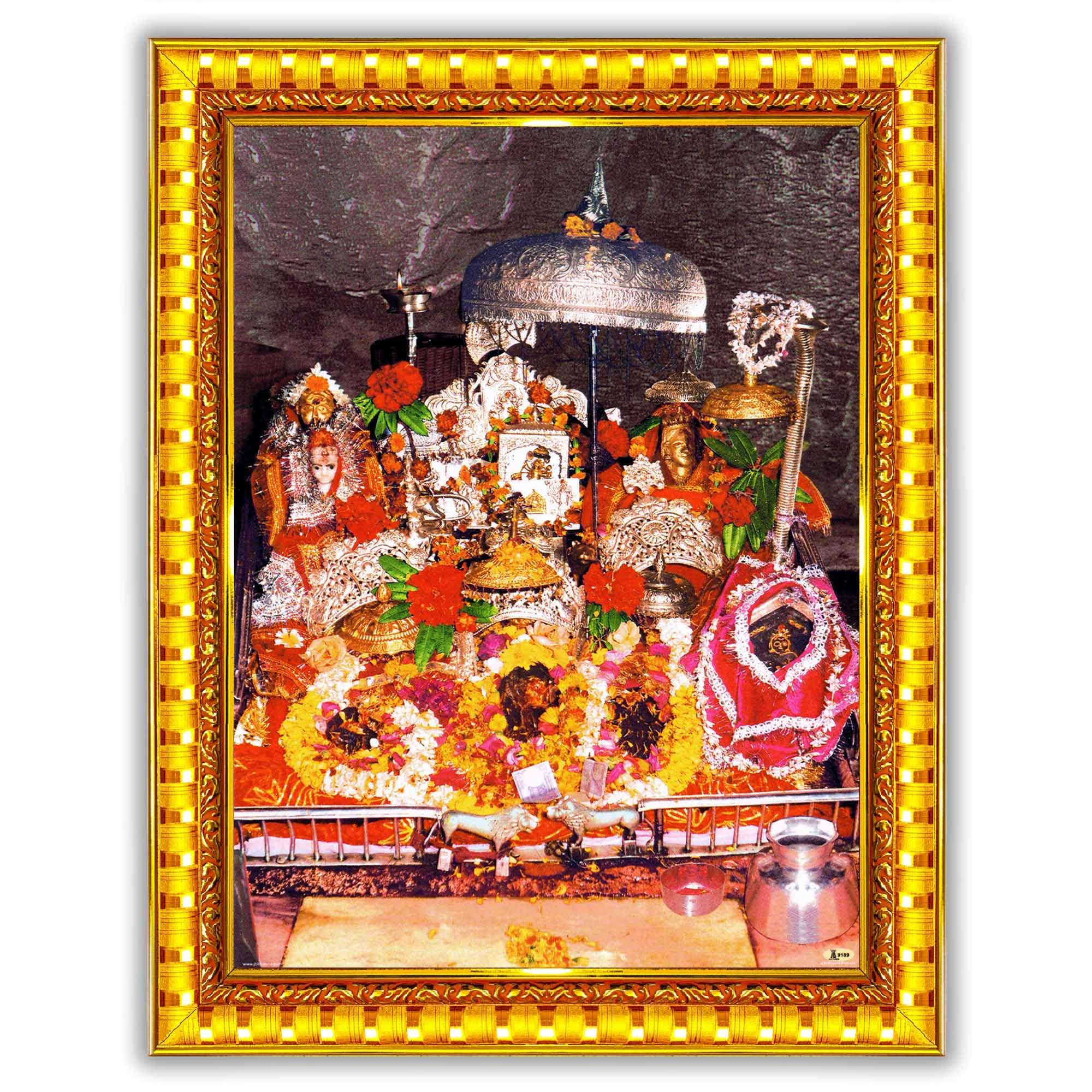 Pavan Photo Laminations Shri Vaishno Devi Mata Matha Ji Mataji Wall Painting Framed Home Decor (Wood,Matte,Gold,Small Size,6 x 8 Inch) R1905S (B0BX4TBT93) Amazon Price History, Amazon Price Tracker
