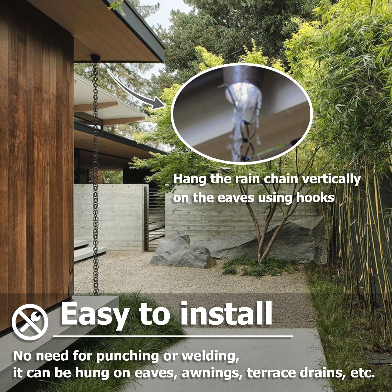 Catene Antipioggia per Grondaie,Catena Antipioggia per Grondaie,Drenaggio ad Alta Efficienza,Pratica ed Elegante,Ricambio Perfetto per Pluviali,Per Giardino Casa Gazebo Esterno Tettoia Copertura 8ft