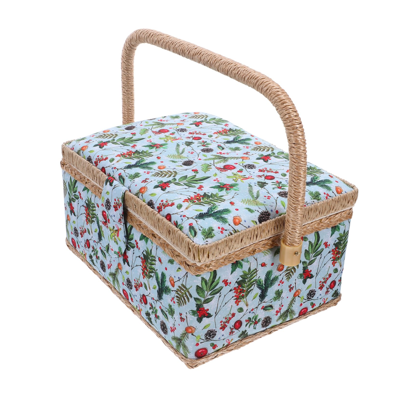 HOMSFOU Cestino da Cucito Organizer in Tessuto Cestino Organizer per Accessori da Cucito Grande capacità Maniglia Design Portatile per Uso Domestico Viaggio Organizzazione Efficiente