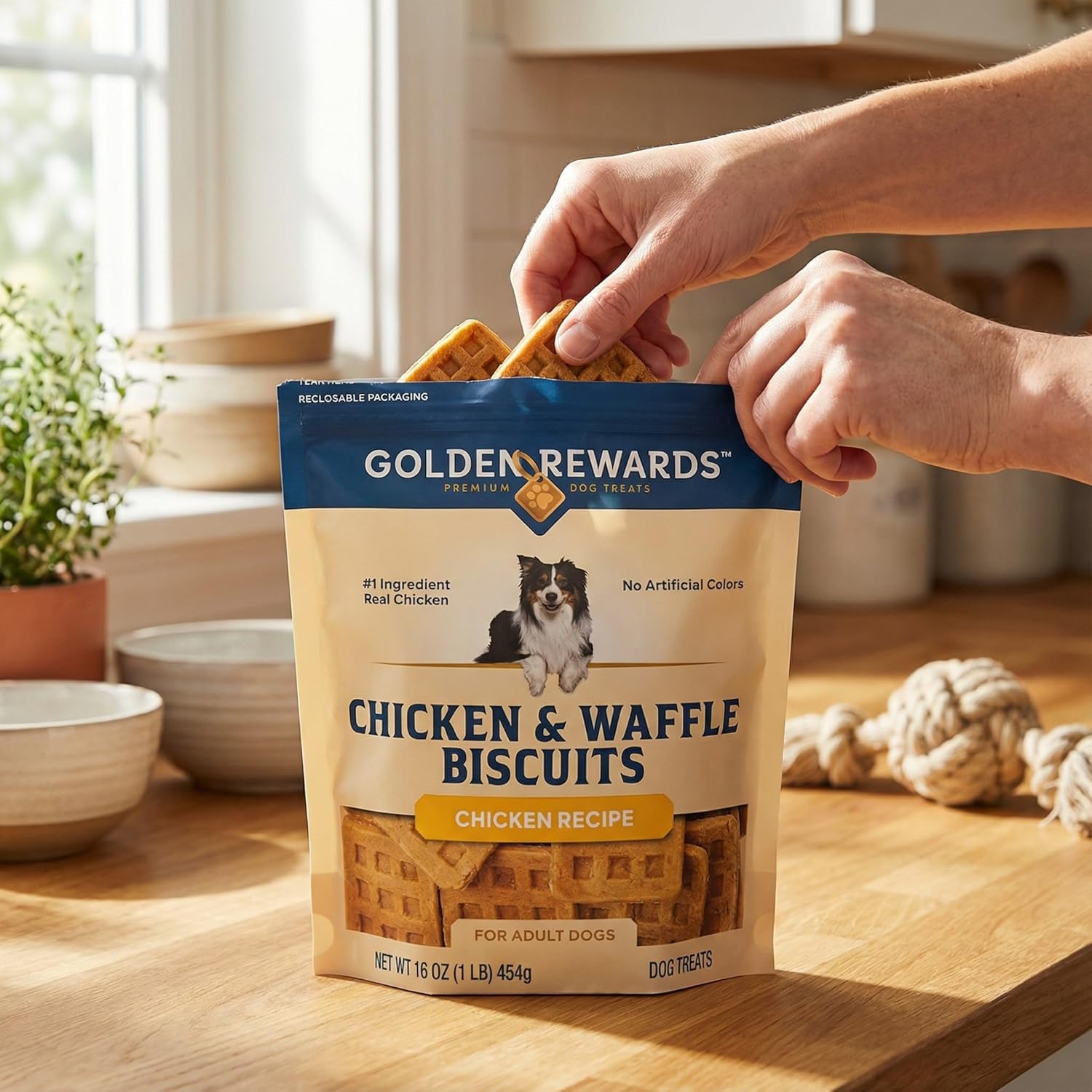 Dog Treats Chicken & Waffle – 16 oz Biscuits Treats for Dogs, Dog Snacks, Dog Treats for Adult Dogs, Chicken Style (Pack of 2)