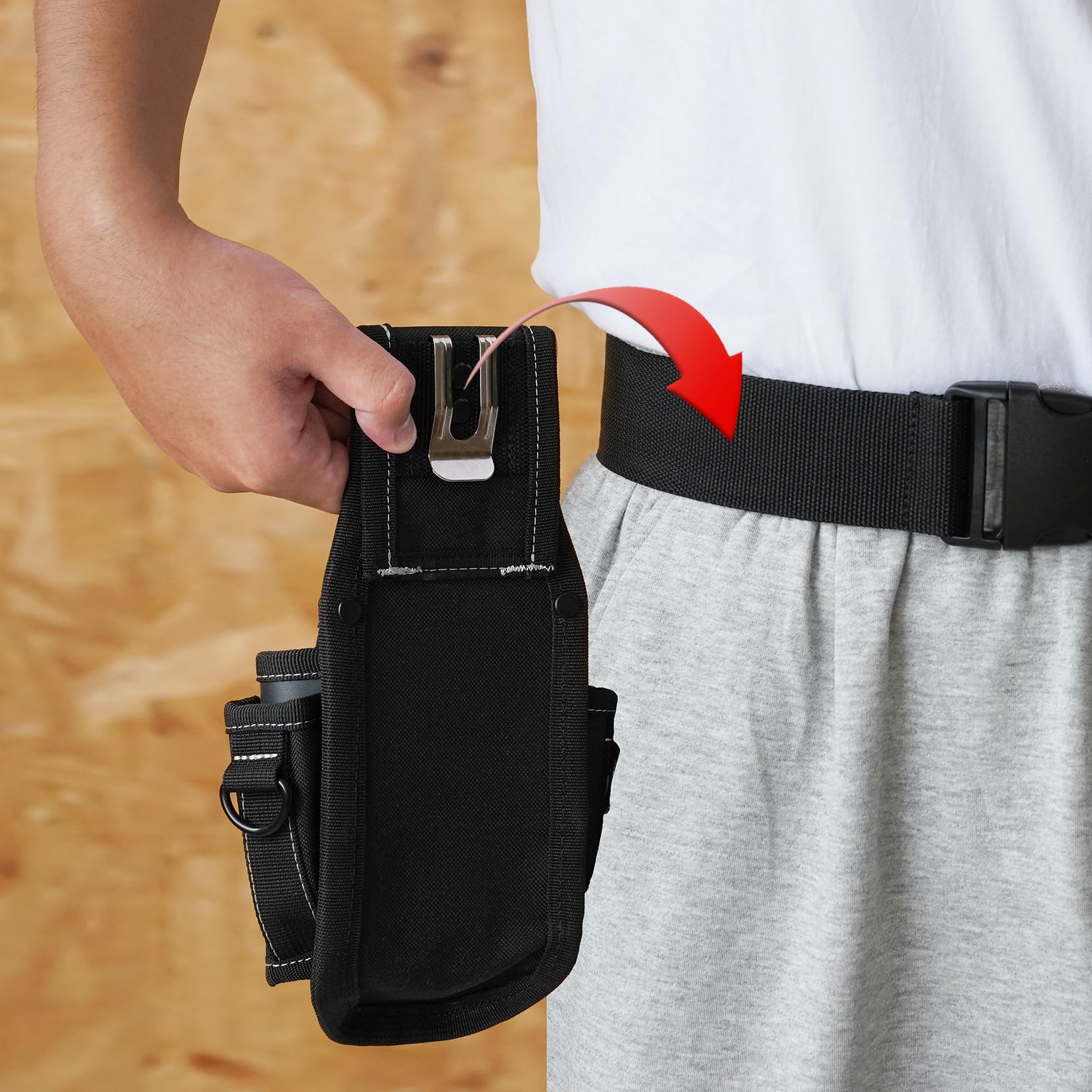MELOTOUGH Pochette porte-outils pour ceinture avec clip de ceinture à dégagement rapide, grandes poches et boucle, accessoire à clipser