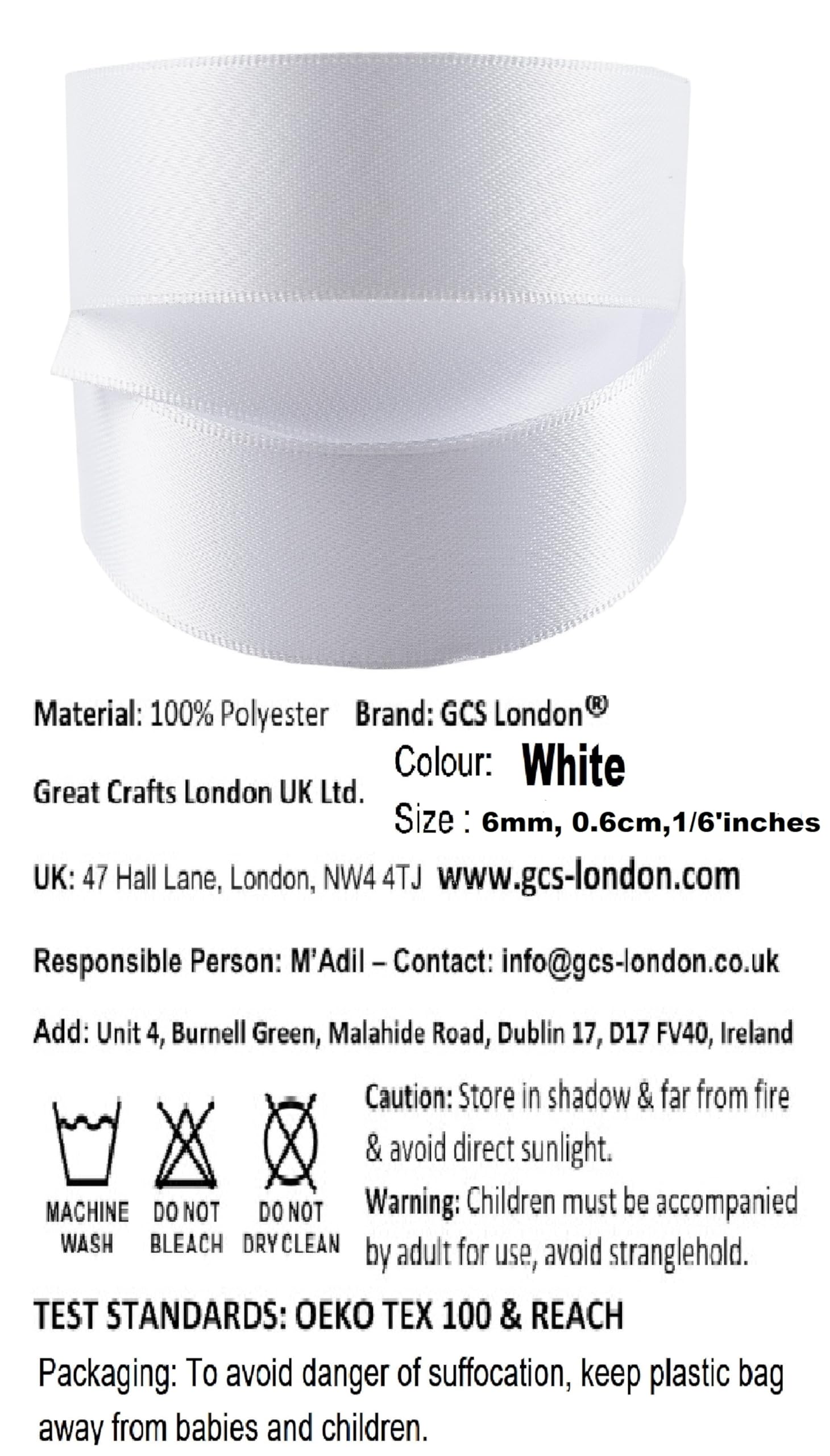 Double Sided Satin Ribbon 25mm x 10 Meters (Off White) for Gifts Wrap Sew Party, Decorations Events Dress Wedding Christmas Crafts, Bows Car, Balloons Hairs, DIY, Bouquets, Cake More — view 460