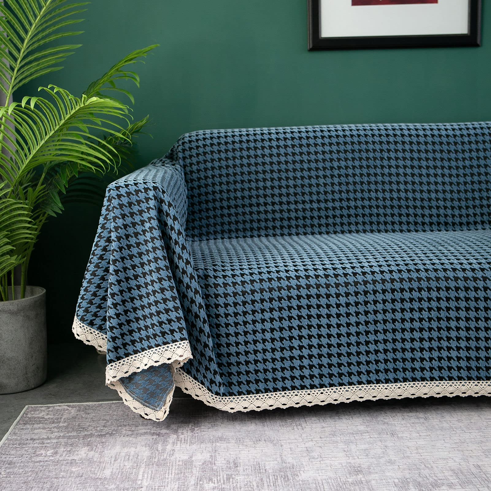 130cm X 180cm KORBGEWEBE BLAU ÜBERWURF DUCKEGG TÜRKIS SOFA DECKE