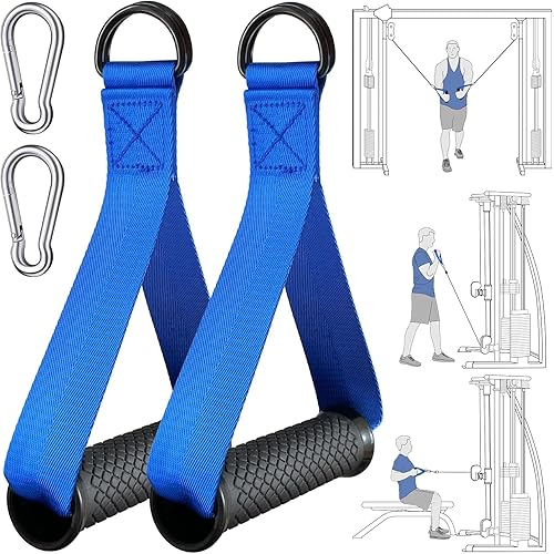 Double D Handle with Carabiners, Exercise Handles with Extra Strudy Strap