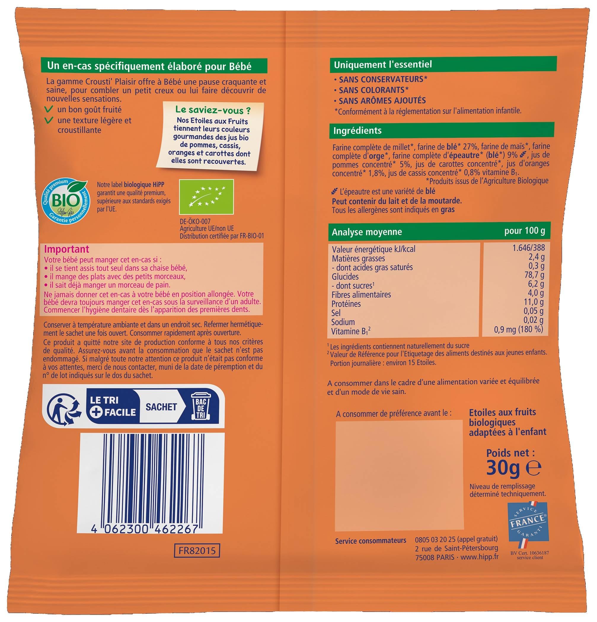 HiPP - Etoiles aux Fruits - Sachet de 30g - BIOLOGIQUE