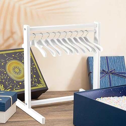 Miniatura 5 de Perchero de ropa para muñecas con colgador de ropa de muñecas de madera de 11.8 pulgadas, mini perchas de ropa para muñecas, armario de muñecas,