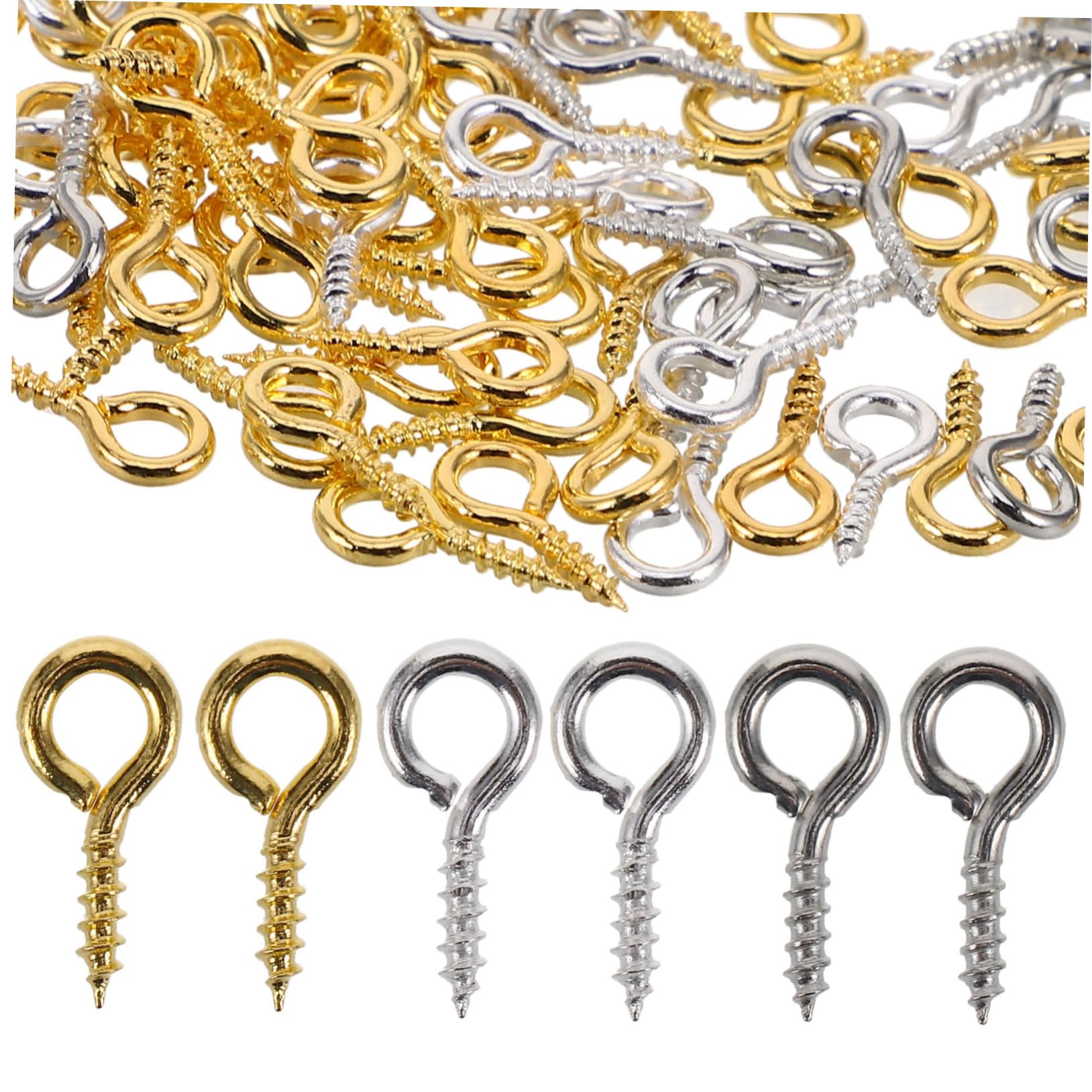 Cabilock Mini Screw Eye for Jewelry Making Threaded Clasp Hook Findings for Crafts for Necklaces Earrings and Unique Present Creations