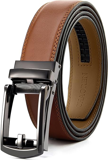 CHAOREN Ratchet Boys Belt, Kids Dress Leather Belt with Click Closure, Adjustable for Casual and Formal Wear