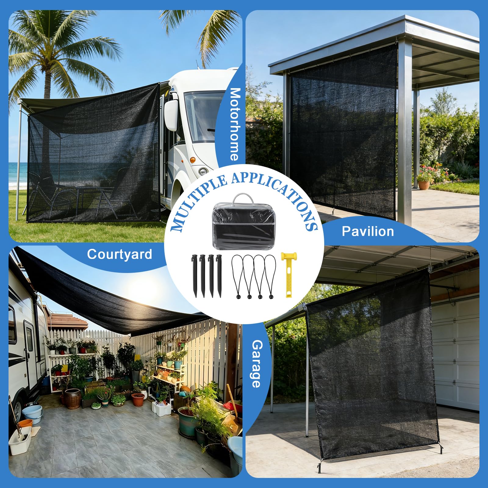 Tendalino Camper 2.1 x 2.5 m Impermeabile Resistente al Sole con Pareti e Accessori