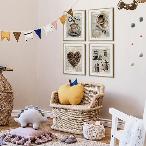 Miniatura 4 de VONTP Decoración de pared retro de café, estación de cafetería, decoración de cocina, impresiones de bebidas expreso, póster de decoración de pared