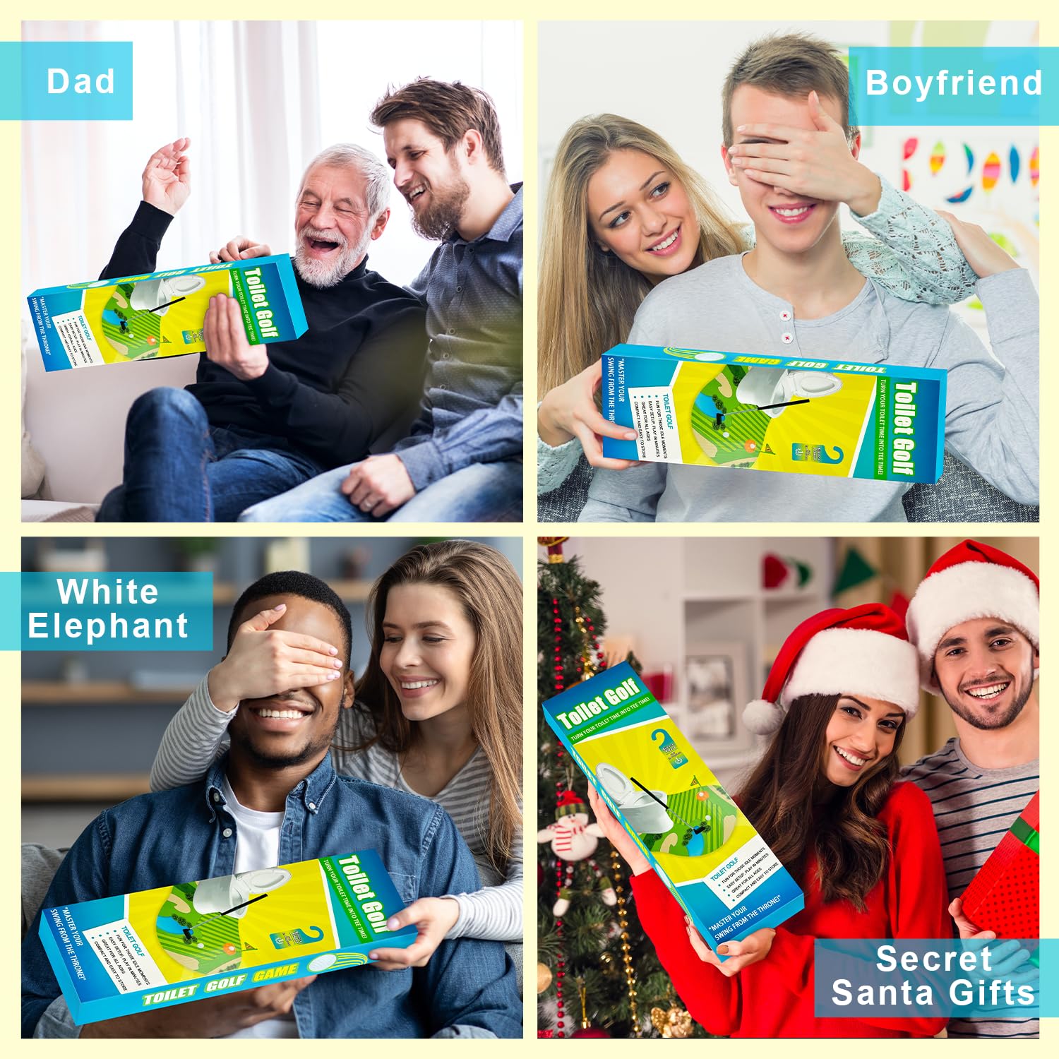Funny Mini Golf Gag Gifts for Men Golfer, Toilet Golf Bathroom Game for Adults, Unique Birthday Gift for Dad from Daughter Son, Fun White Elephant Gift Idea for Brother, Husband, Boys, Boyfriend,Him