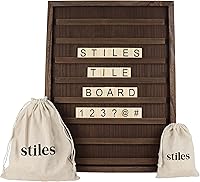 Vista 1 de Stiles Juego de letreros de tablero de letras de 23 x 17 pulgadas, tablero de mensajes de madera con 122 azulejos y números de letras, tablero